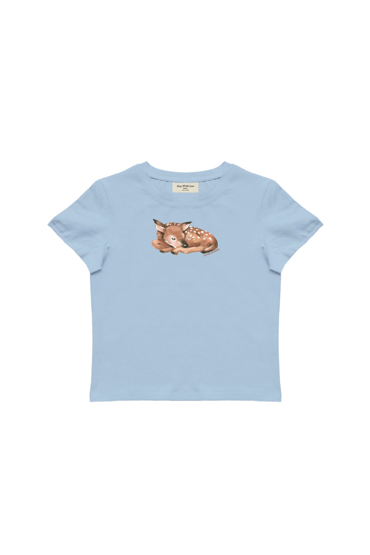lethestudios Deer Baskılı Baby Tee Crop Top