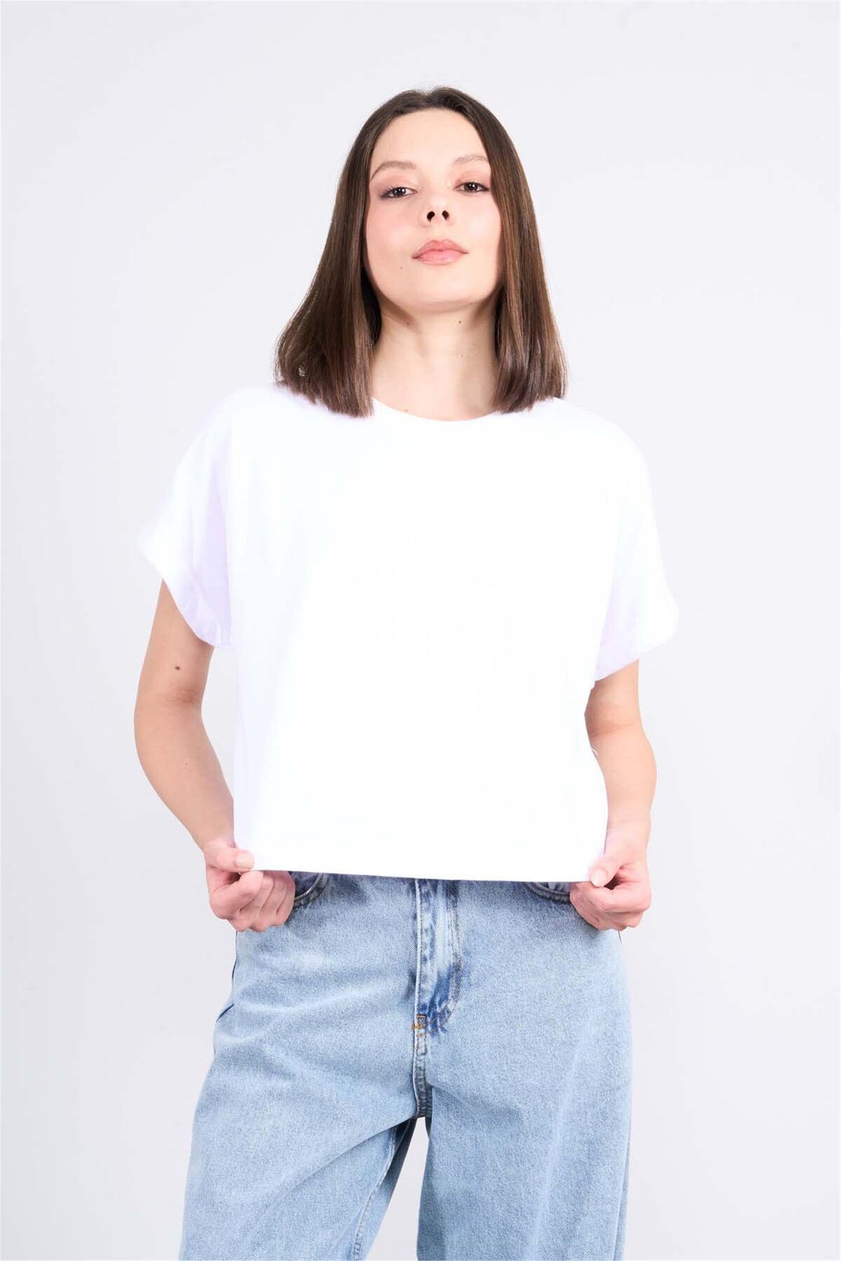 FİTHİT Çetinkaya Fithit 8382 Bisiklet Yaka 30/1 Penye Süprem T-shirt Beyaz