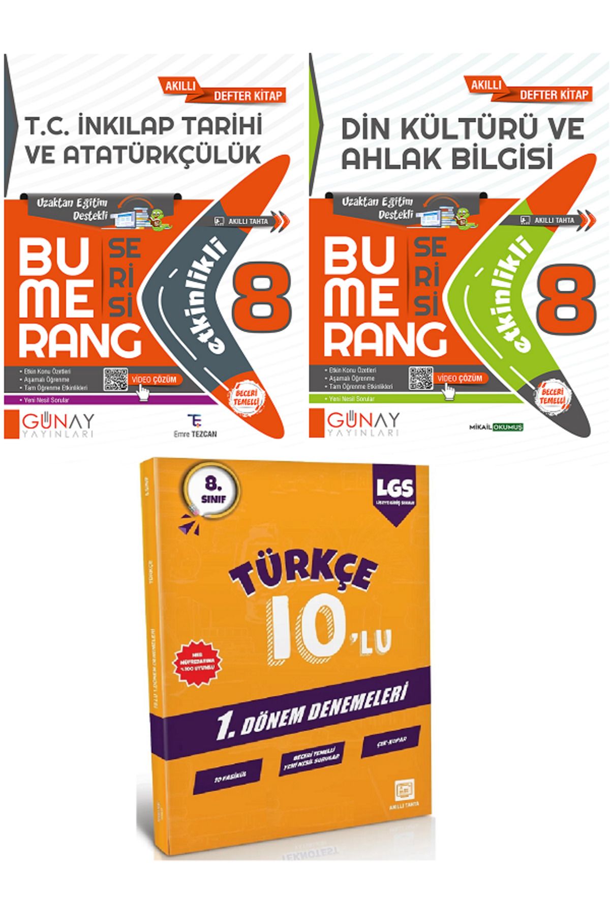 Efsane Yayınları 8.Sınıf Günay Etkinlikli İnkılap Tarihi + Din Kültürü Bumerang Serisi + 10'Lu TÜRKÇE Deneme HEDİYE