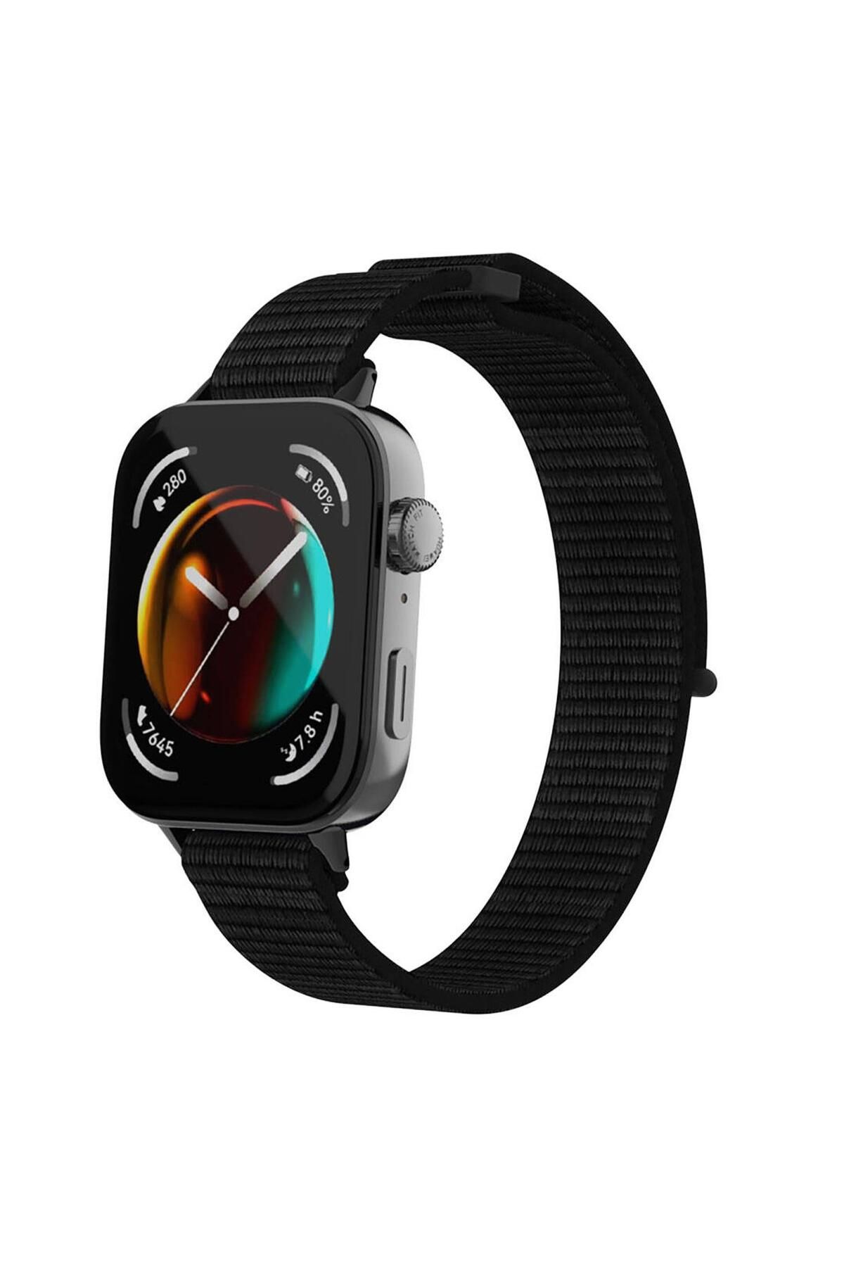 Microsonic Huawei Watch Fit 4 Hasırlı Kordon Woven Sport Loop Siyah