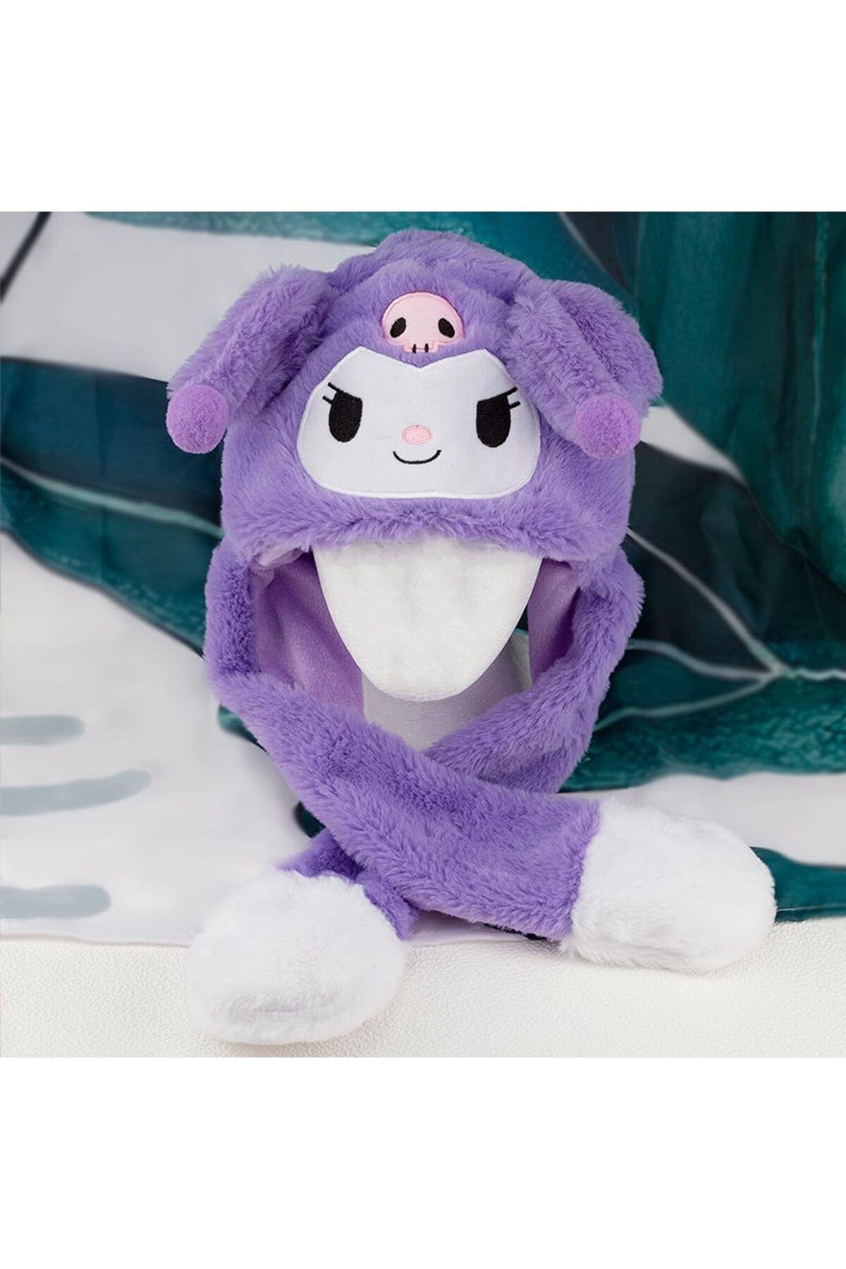 MJ TOYS Sanrio Kuromi Cinnamoroll My Melody Şapka Kulakları Hareket Eden Şapka Işıklı Modlu Peluş Bere Şapka