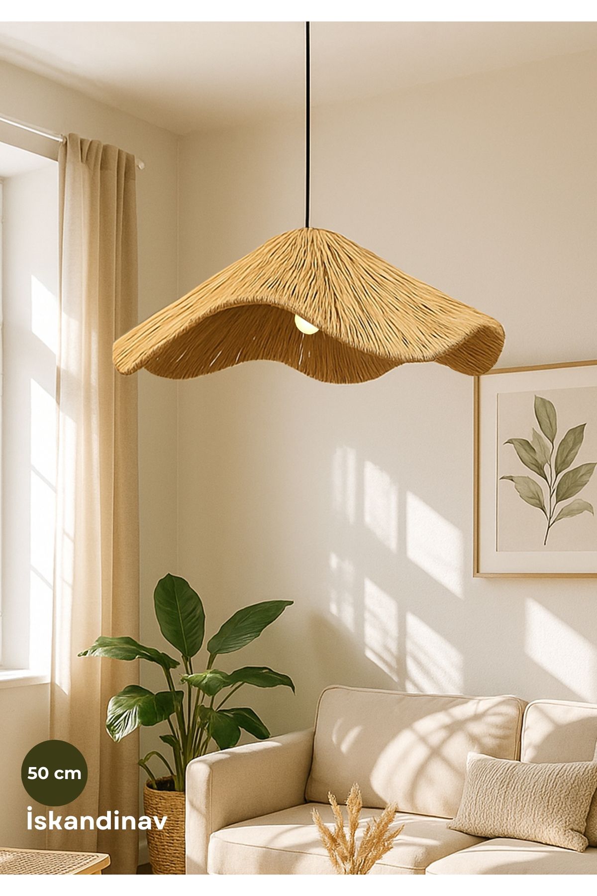 HOMİNG Homing Natural Serisi Doğal Rafya Sarma Sarkıt 50 cm 242026