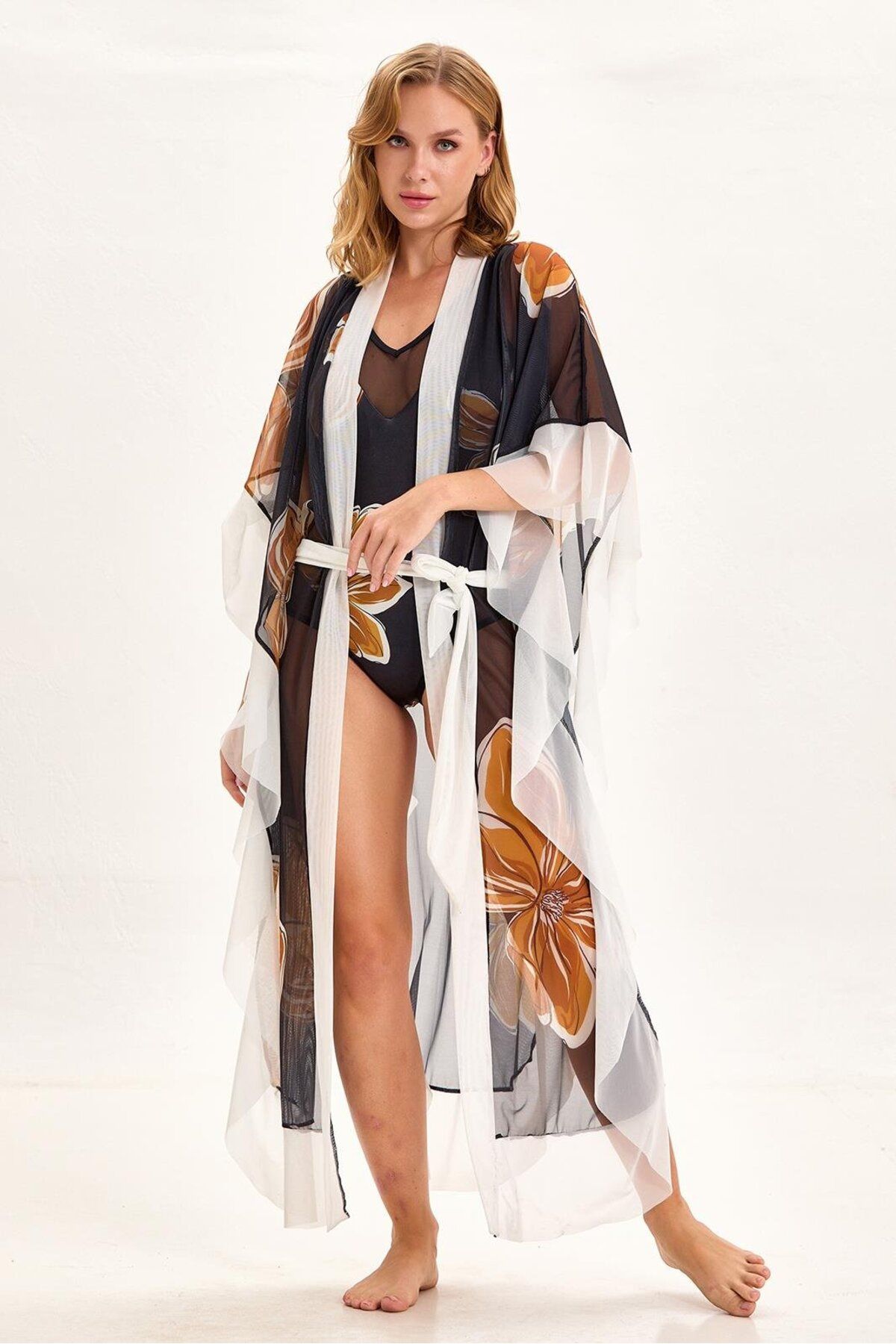 Argento Kuşaklı Kaftan