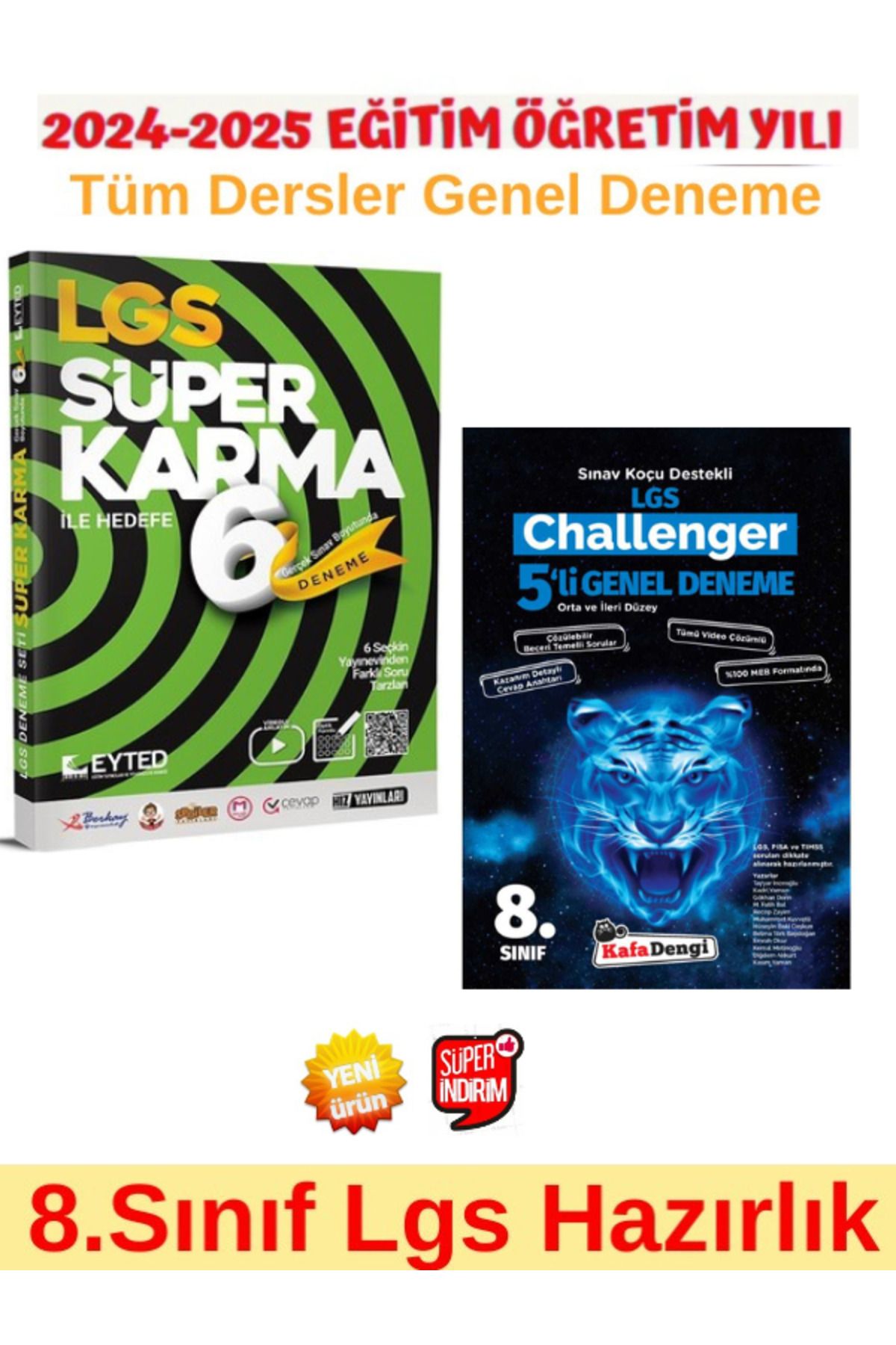 EYTED Yayınları 8.Sınıf Lgs Tüm Dersler Süper Karma 6 lı Deneme+Kafa Dengi Challenger 8.Sınıf 5li Genel Deneme Seti