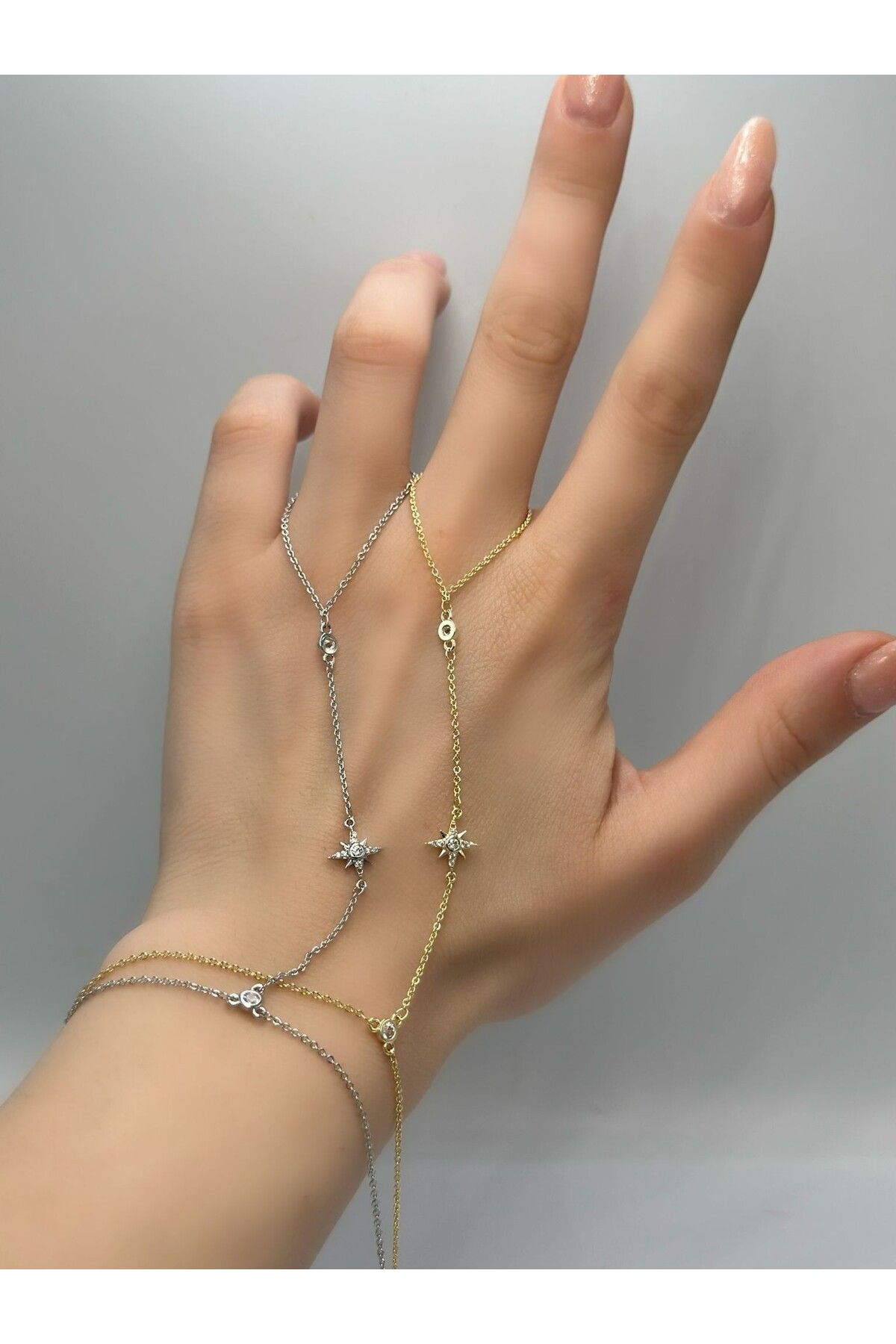 MyladyAccessoriess Zirkon Taş Detaylı Kutup Yıldızı Çelik Şahmeran Gümüş