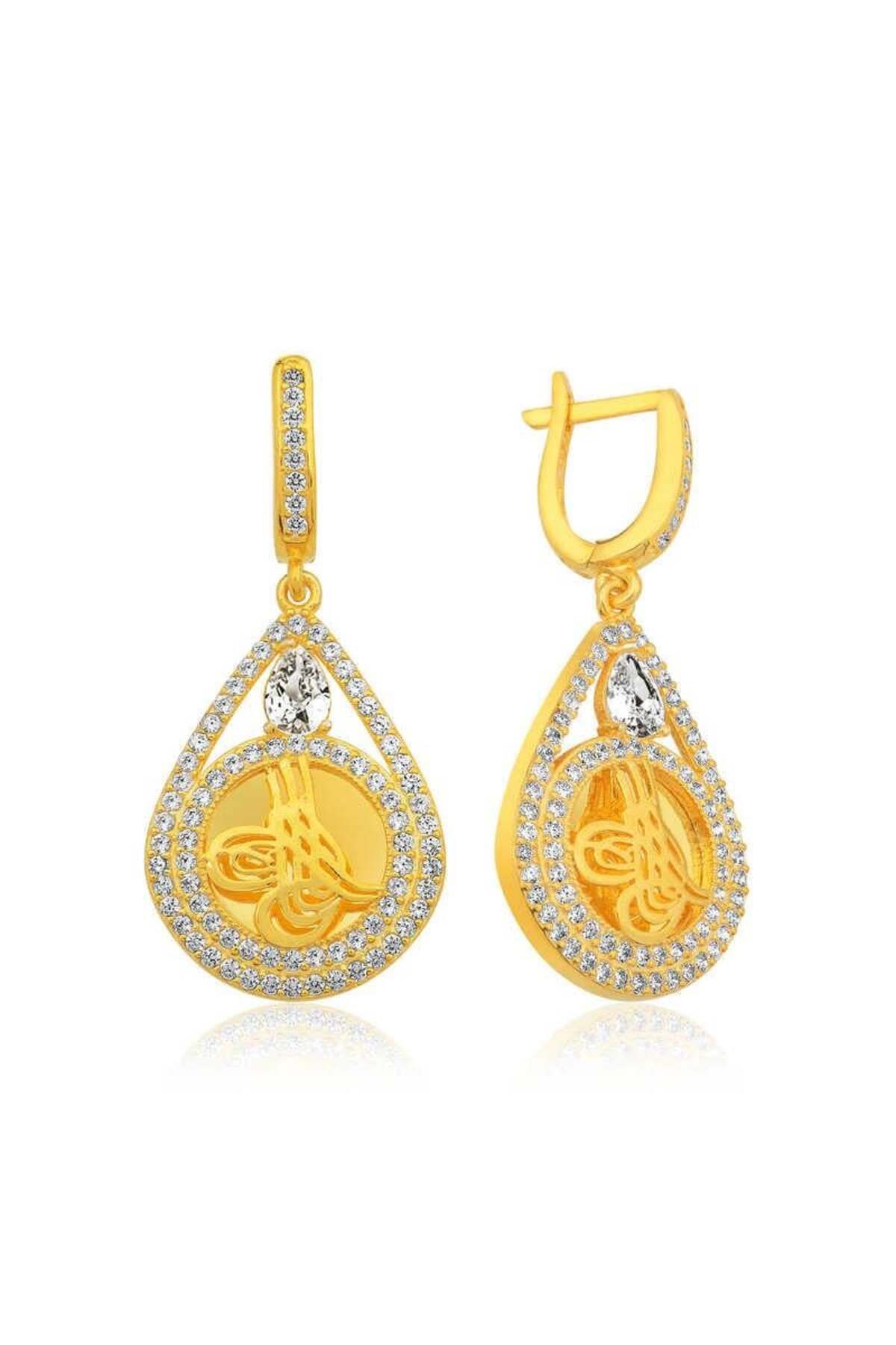 alsepeteavm Gümüş Tuğralı Oval Küpe