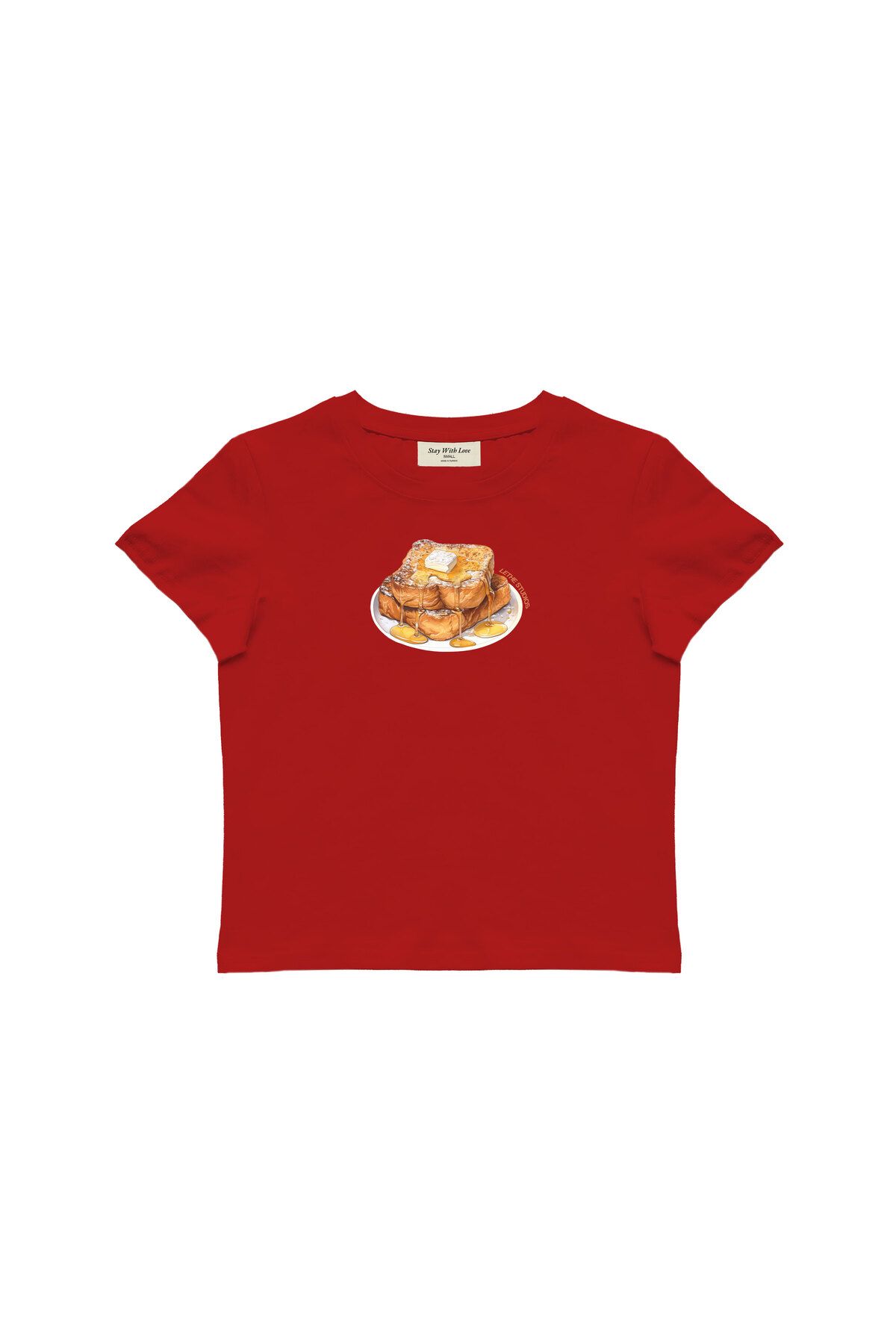 lethestudios French Toast Baskılı Baby Tee Crop Top