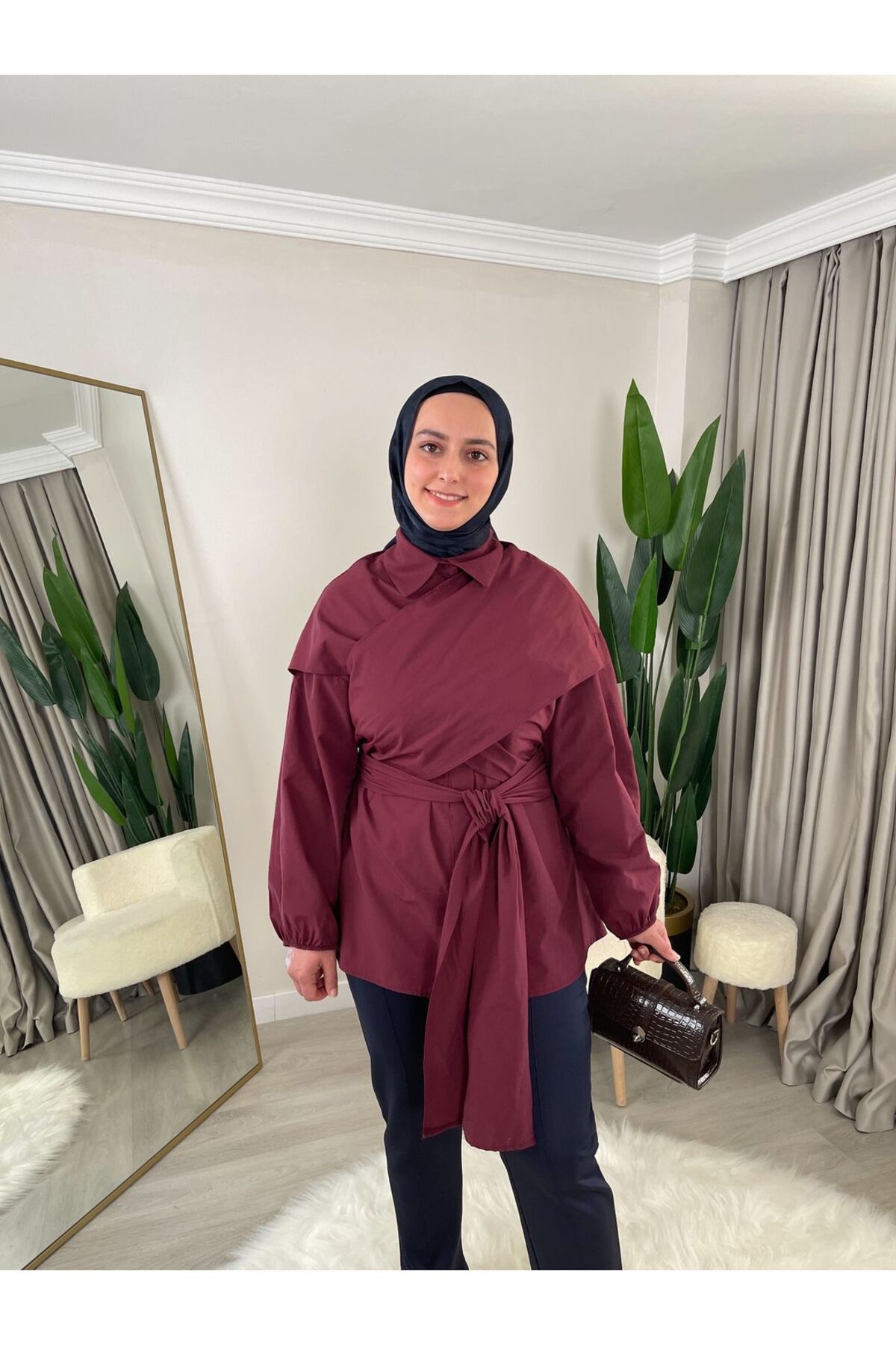 DEMET Banu Çapraz Bağlamalı Poplin Gömlek
