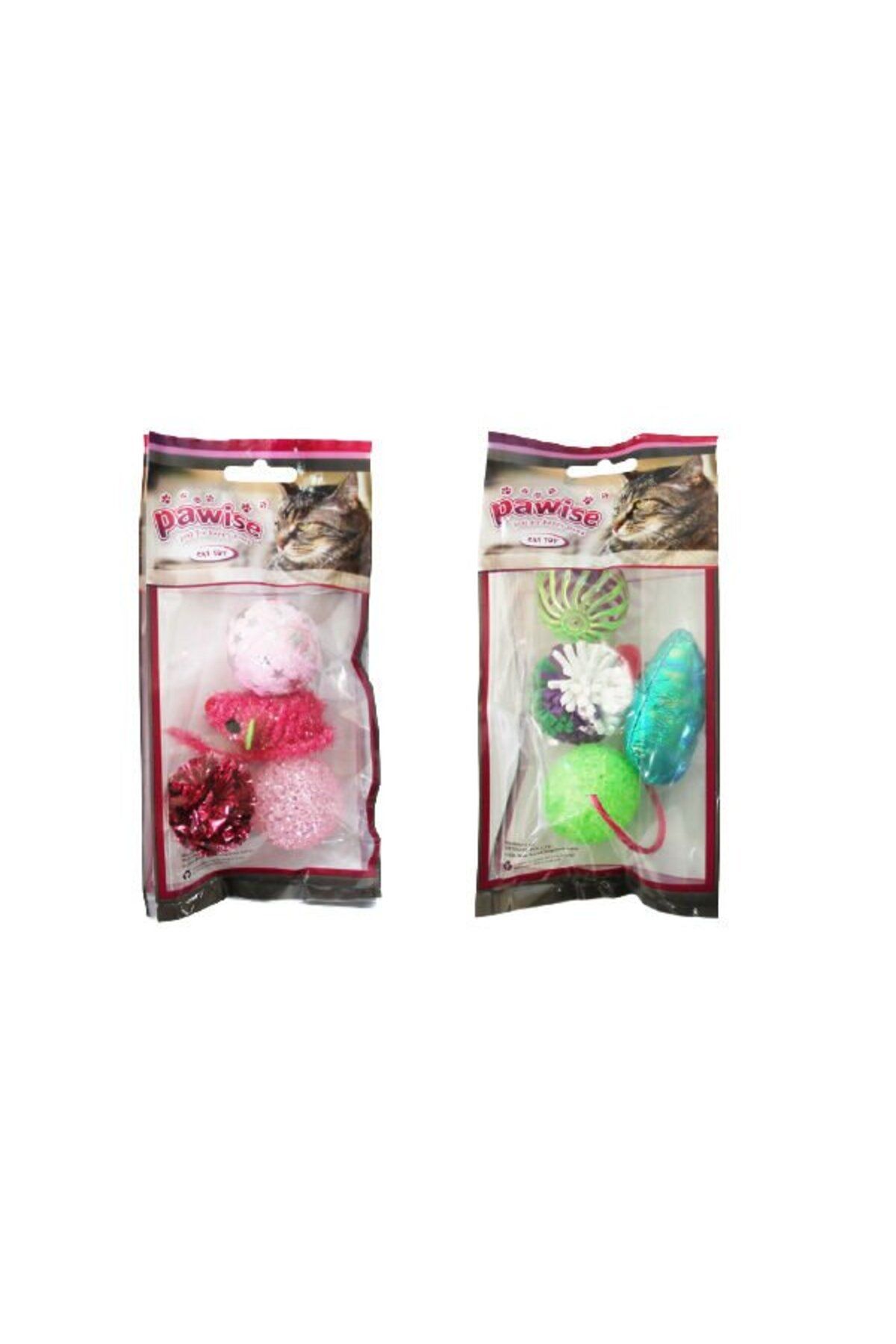Orqinel Pawise Çıngıraklı Kristal Top ve Peluş Kedi Oyuncağı Seti 4 Adet