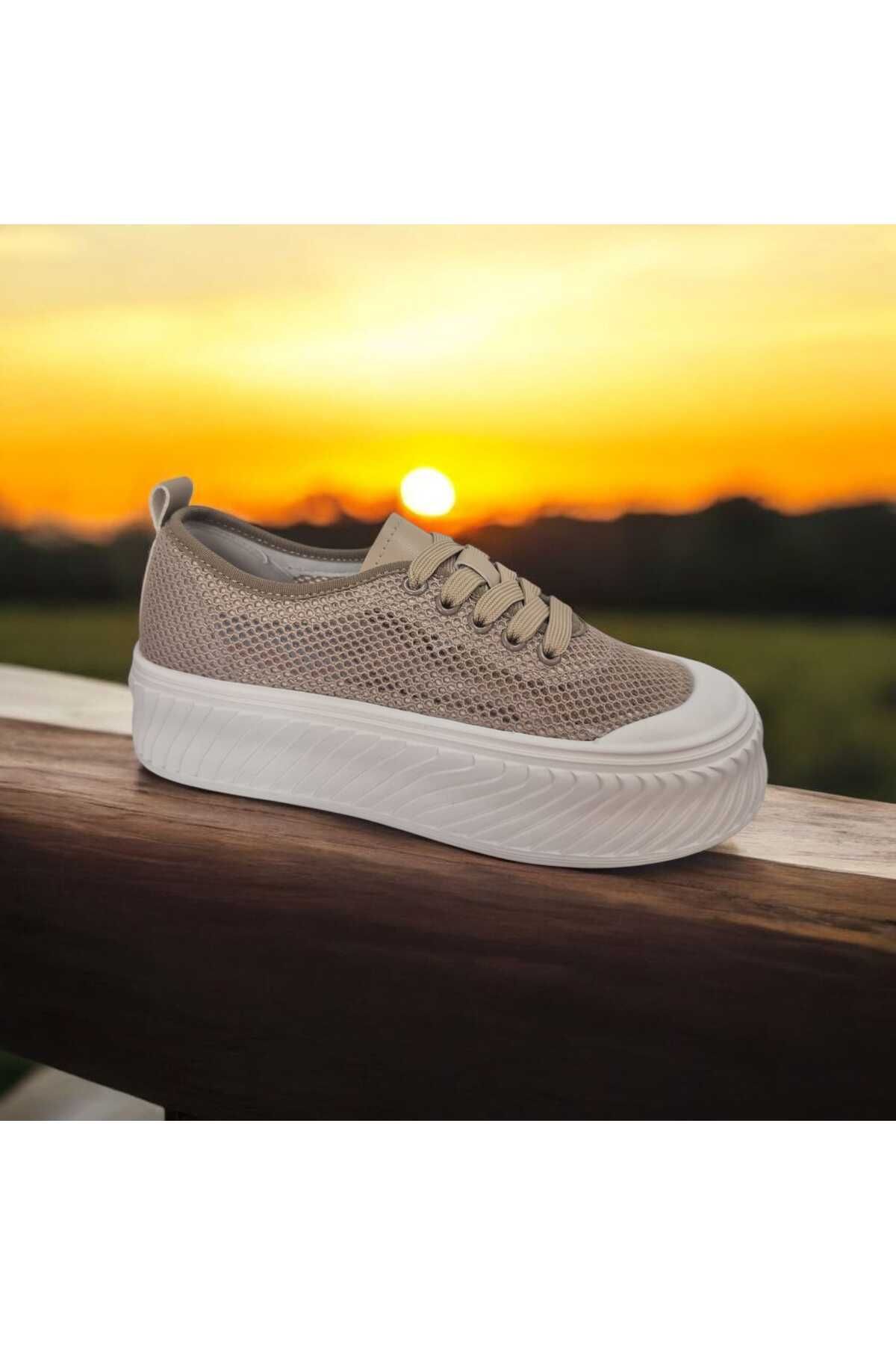 GAMELU KADIN TRİKO FİLELİ DOLGU TABAN MEMORYFOAM İÇ TABAN ÖZELLİKLİ GÜNLÜK SNEAKER