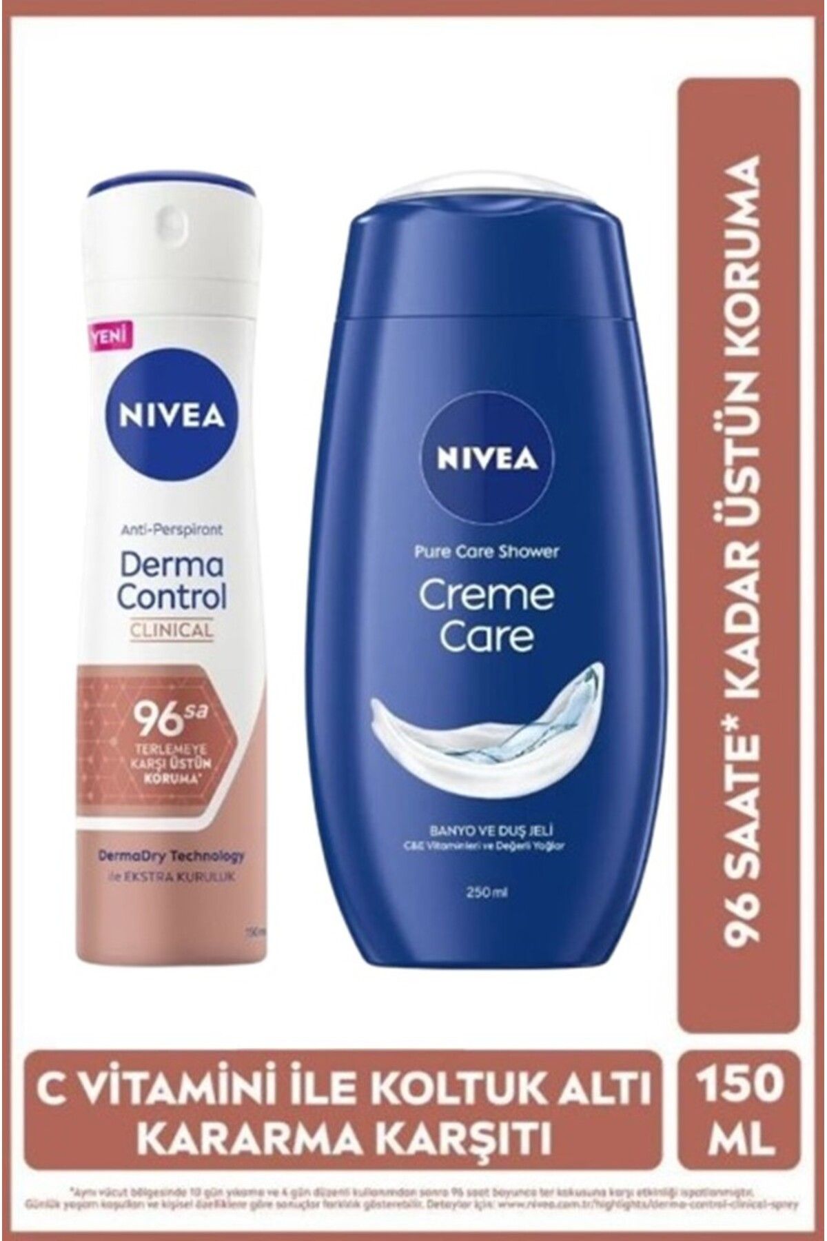 NIVEA Kadın Sprey Deodorant Derma Control Clinical 150ml Banyo Ve Duş Jeli 250 ml