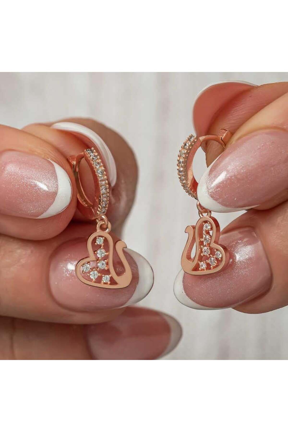 alsepeteavm Gümüş Zirkon Taşlı Rose Oval Küpe