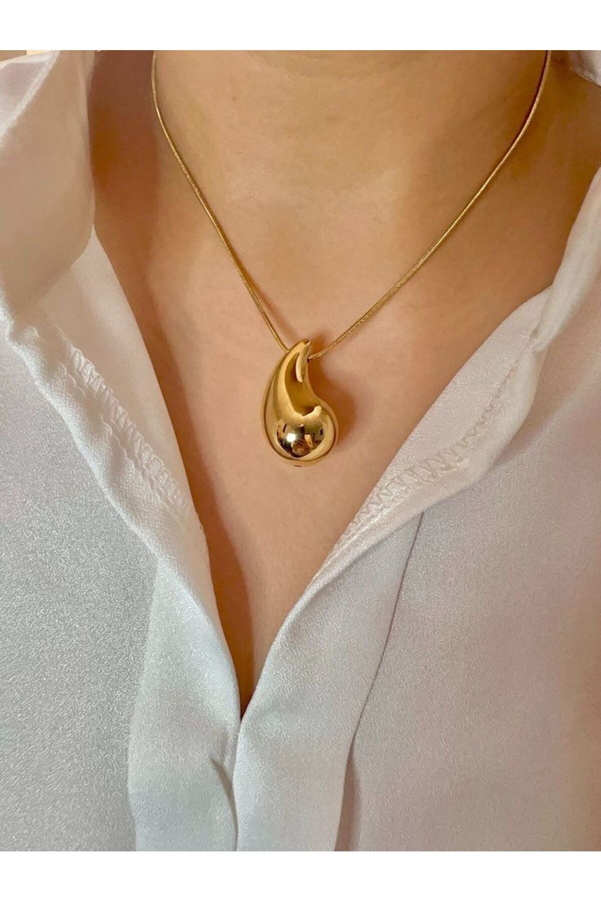 Ervalina Trend Moda Gözyaşı Kolye - Ervalina, Bottega Çelik