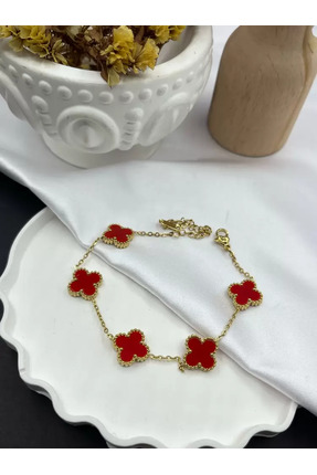 Daniela One Cleef Kırmızı Gold Çelik Bileklik