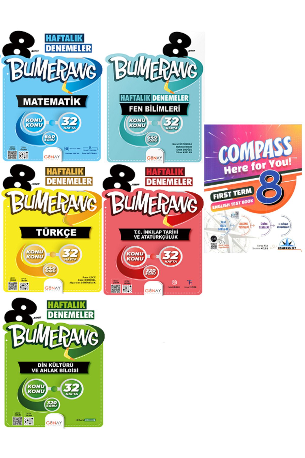 Efsane Yayınları 8.Sınıf Günay Bumerang Matematik İnkılap 32 Haftalık Denemeler + İngilizce Soru HEDİYE - 6 KİTAP