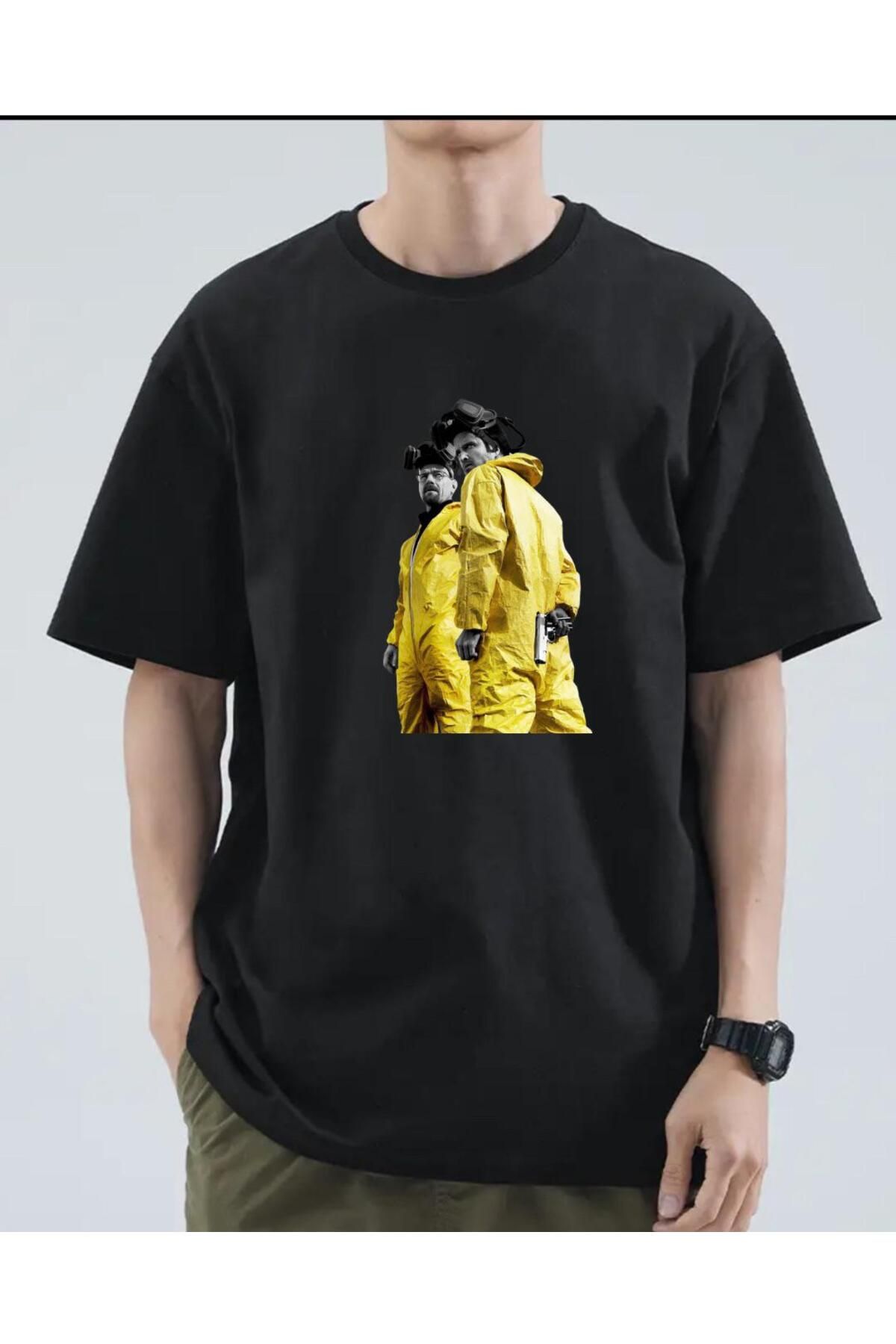 exans moda siyah renkli brekingbad basklı unisex oversize tshirt