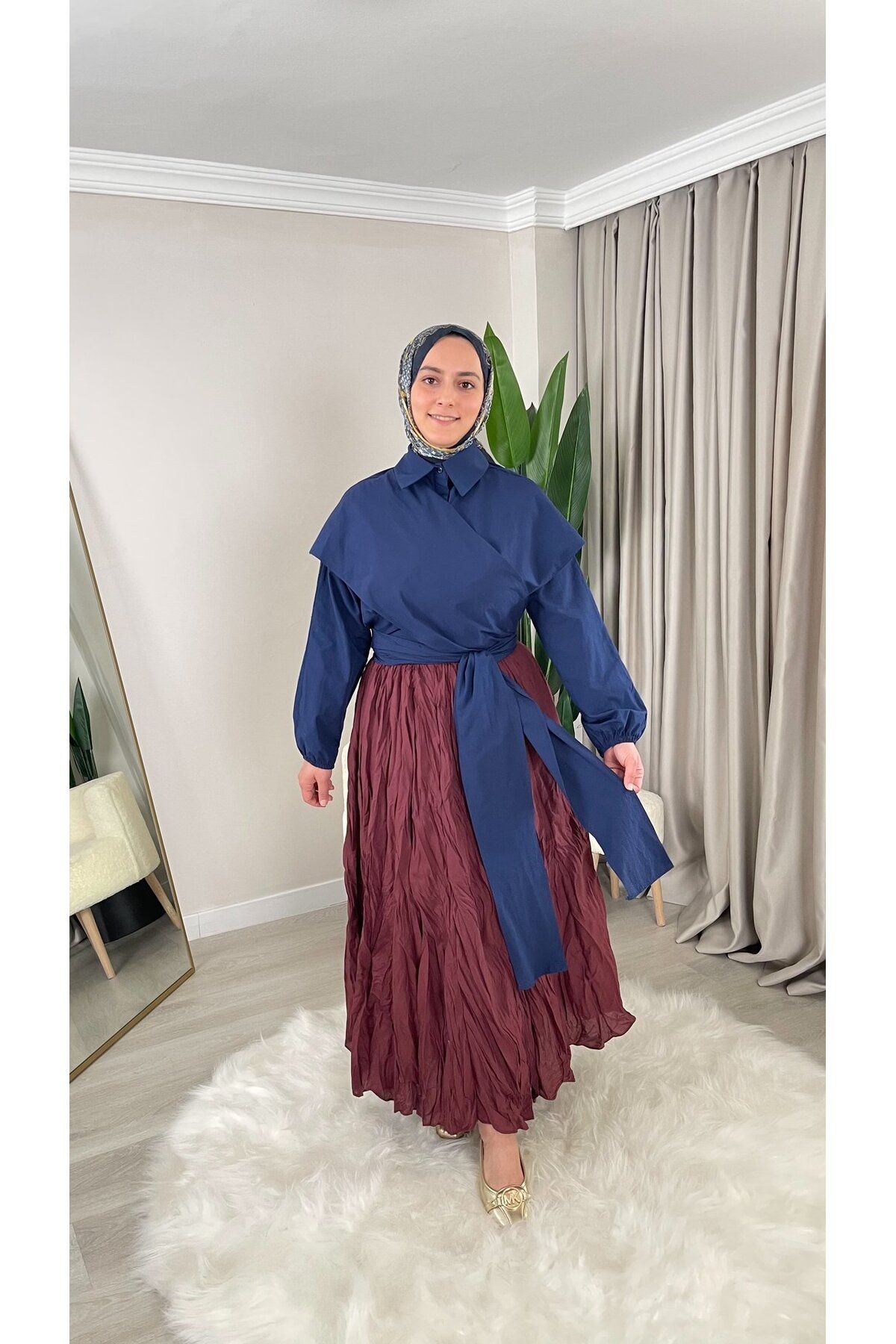 DEMET Banu Çapraz Bağlamalı Poplin Gömlek