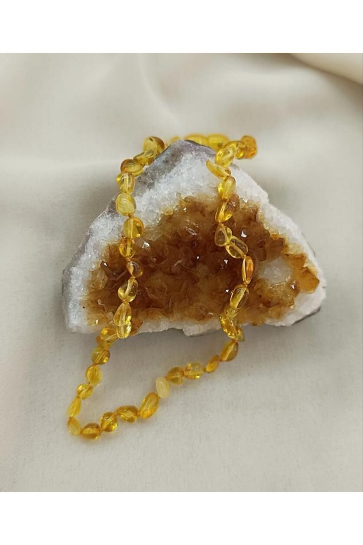 Hd Marketim Kolye Kehribar Amber Doğaltaş Düğümlü Bebek Kolyesi 17873