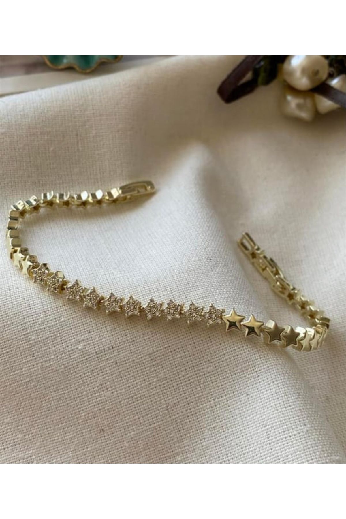 BLS takı aksesuar Özel Seri 14K Taşlı Mini Yıldızlar Bileklik