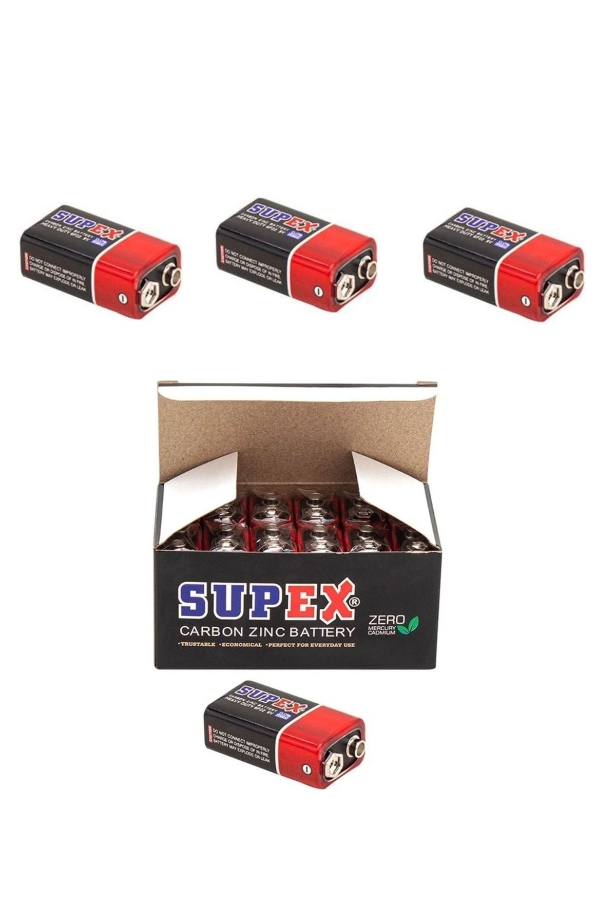 Digielektro Supex 9 Volt Pil 3 ADET Çinko Karbon 9Volt Pil