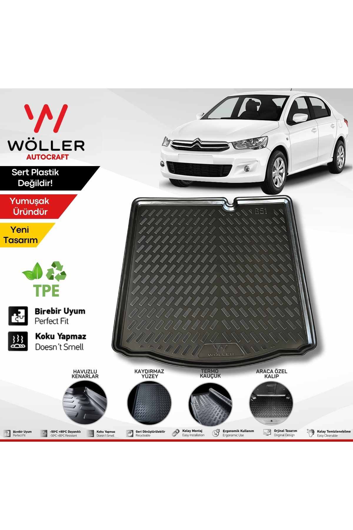 wöller Citroen C Elysee Bagaj Havuzu 2012 2024 Arası Uyumlu 3d Ultraflex Esnek