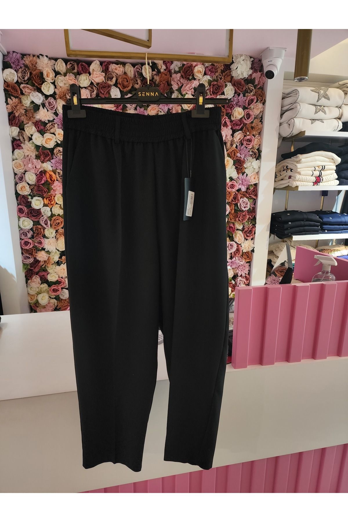 Sentez kadın angel beli lastikli köprülü havuç pantolon