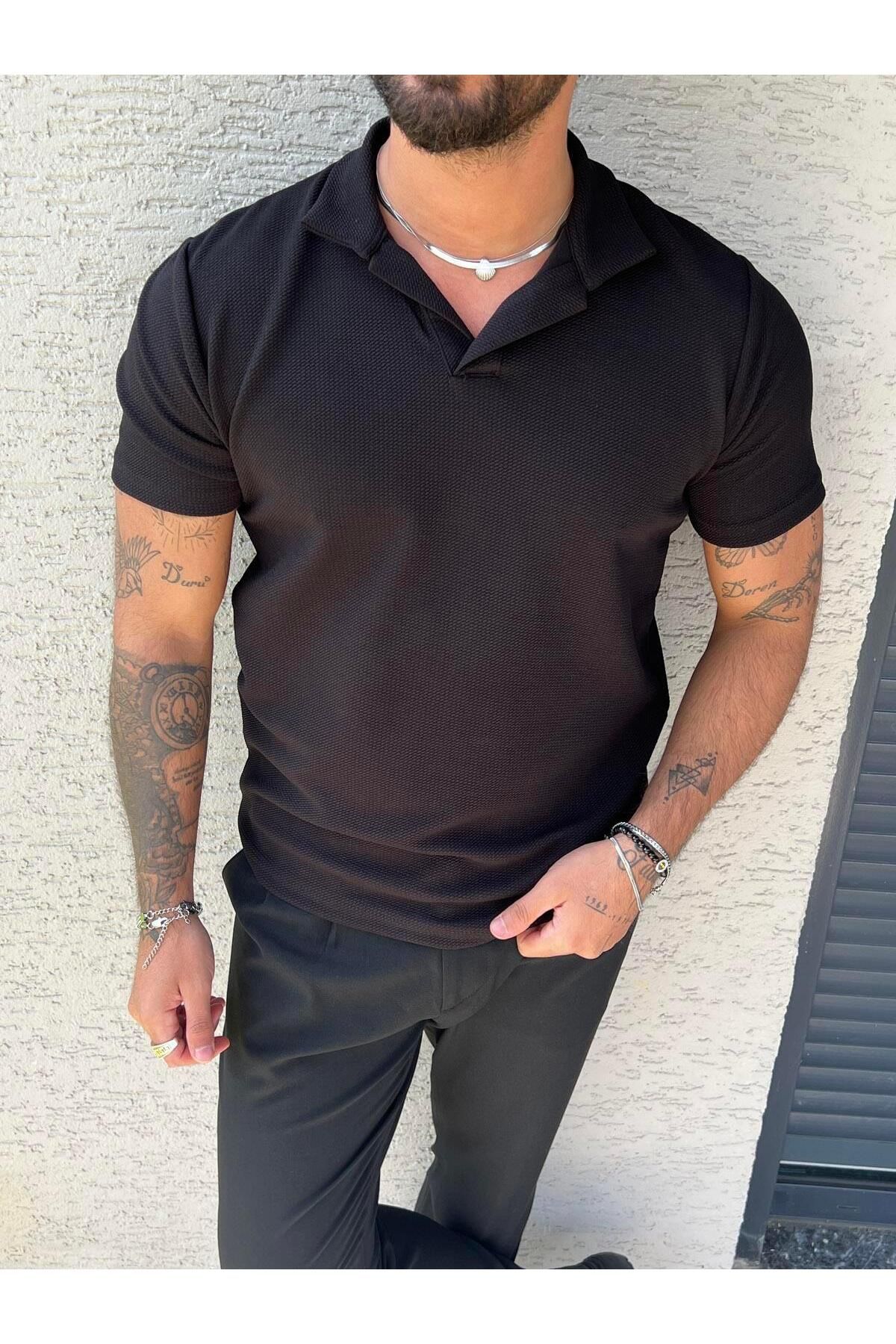 Elzem Regular Fit Polo Yaka Tshırt Siyah