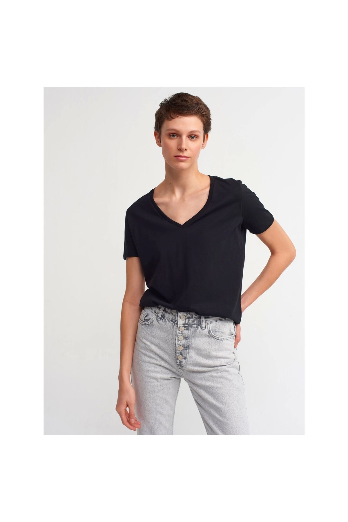 OllaCollection Yaka Basic T-Shirt-Siyah
