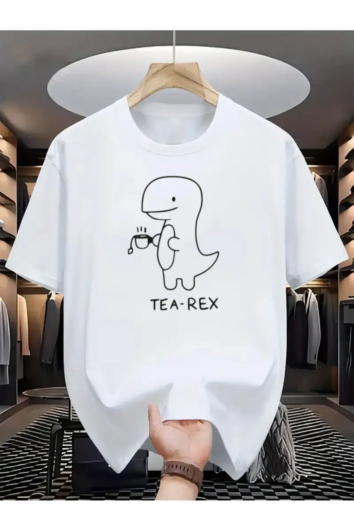 LUNAVISTA Tea Rex Baskılı Bisiklet Yaka Kısa Kol T-shirt