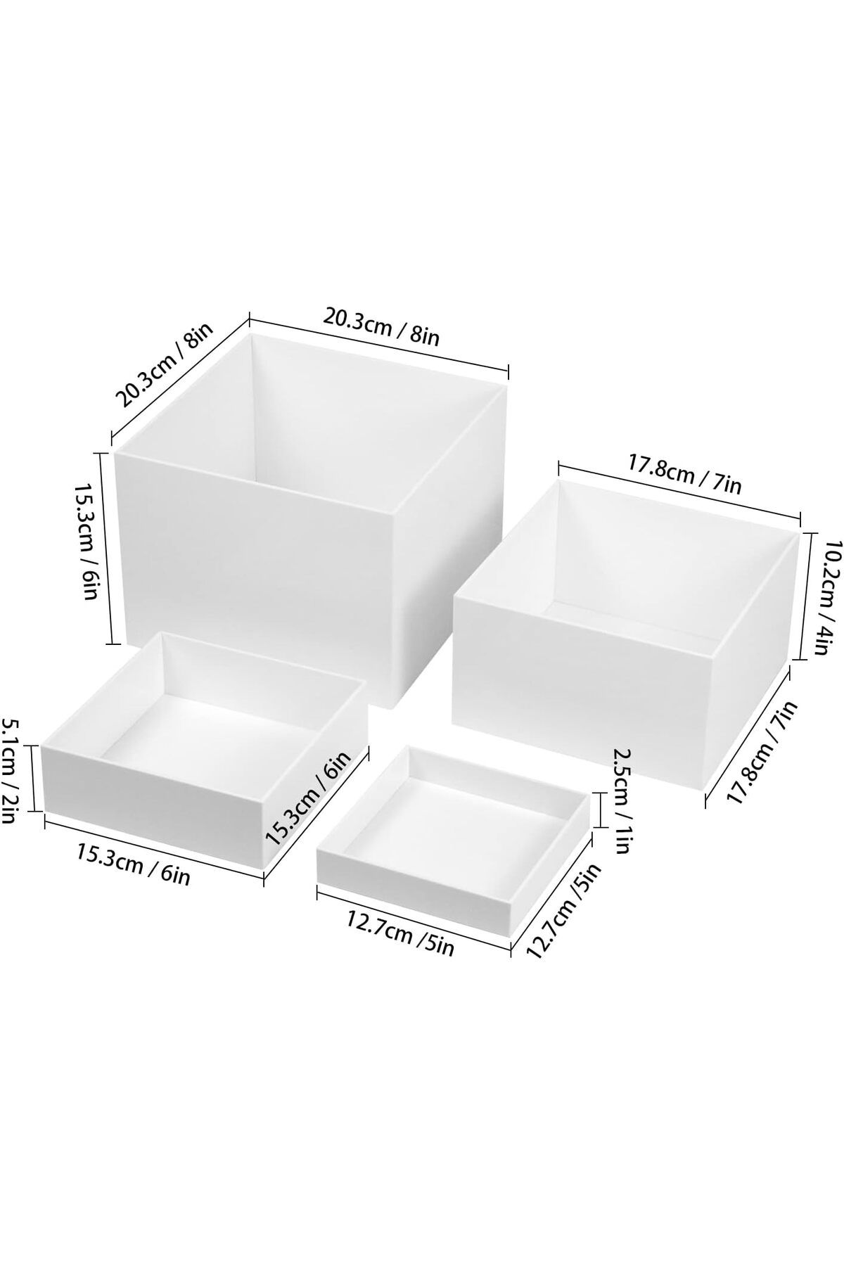 Generic-White Acrylic Cube Cupcake Dessert Display Stands, 5 Sides Nesting Risers Acrylic Boxes 2