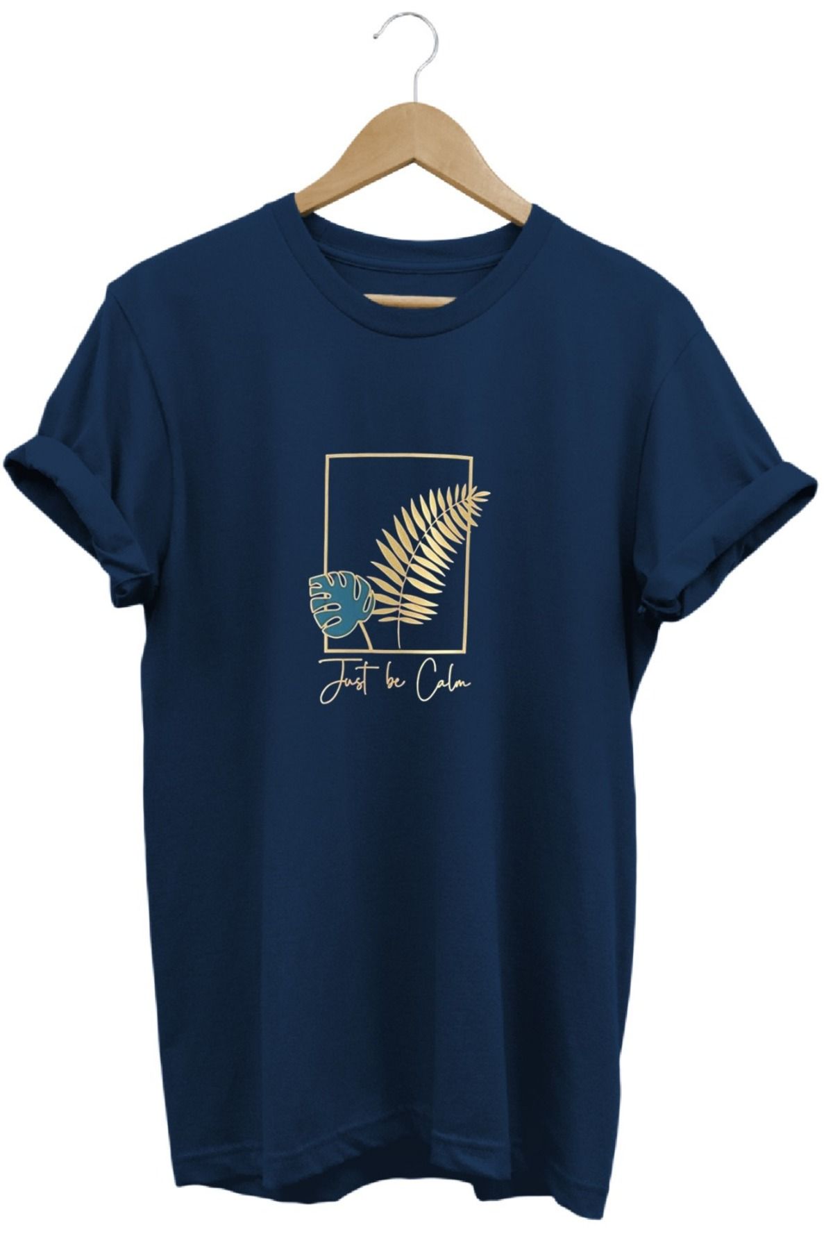 joyyfashion Yaprak Baskılı T-Shirt