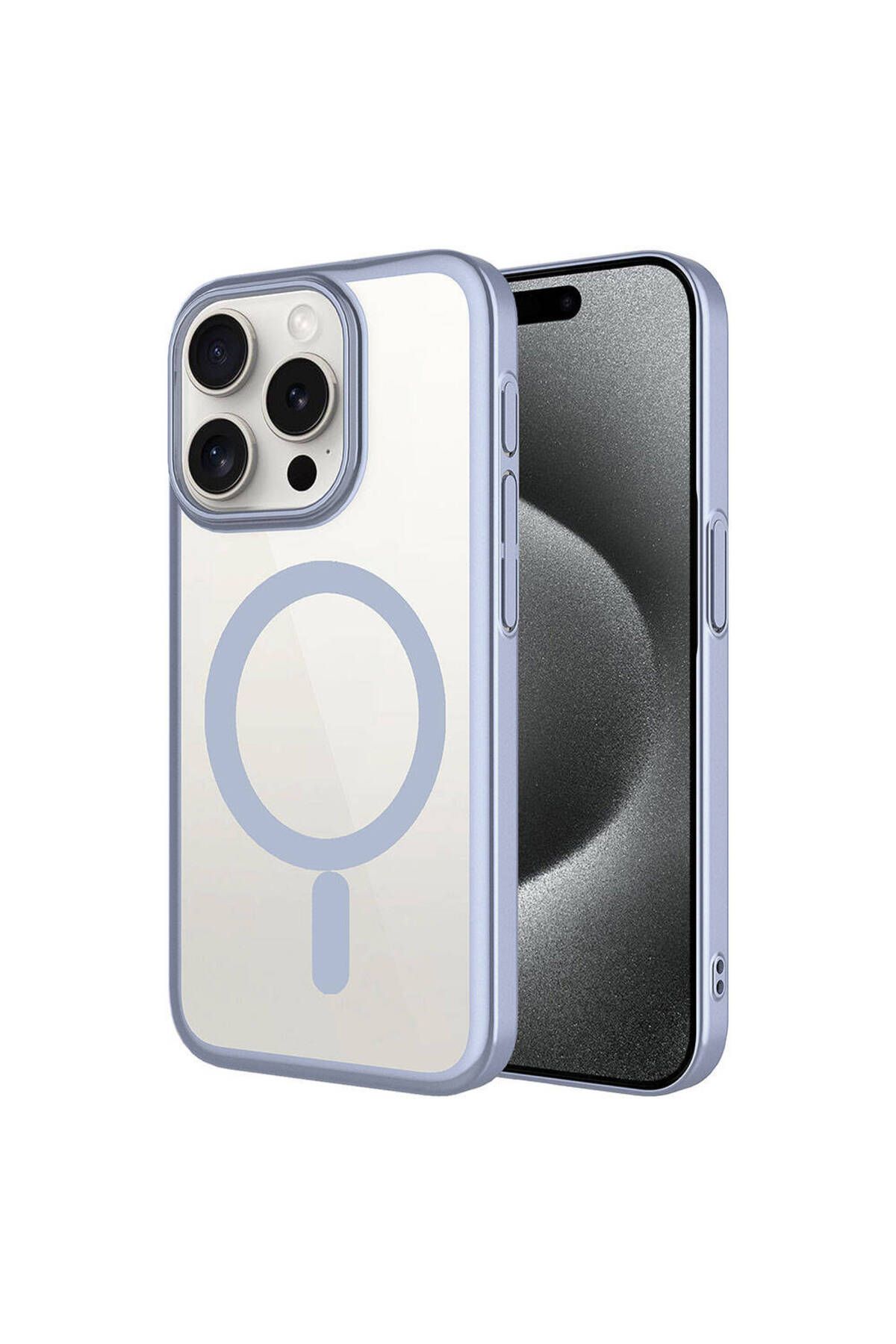 halkhouse İphone 15 Pro Max Kılıf Wireless Şarj Özellikli Sert PC Şık Mat Riksos Magsafe Kapak