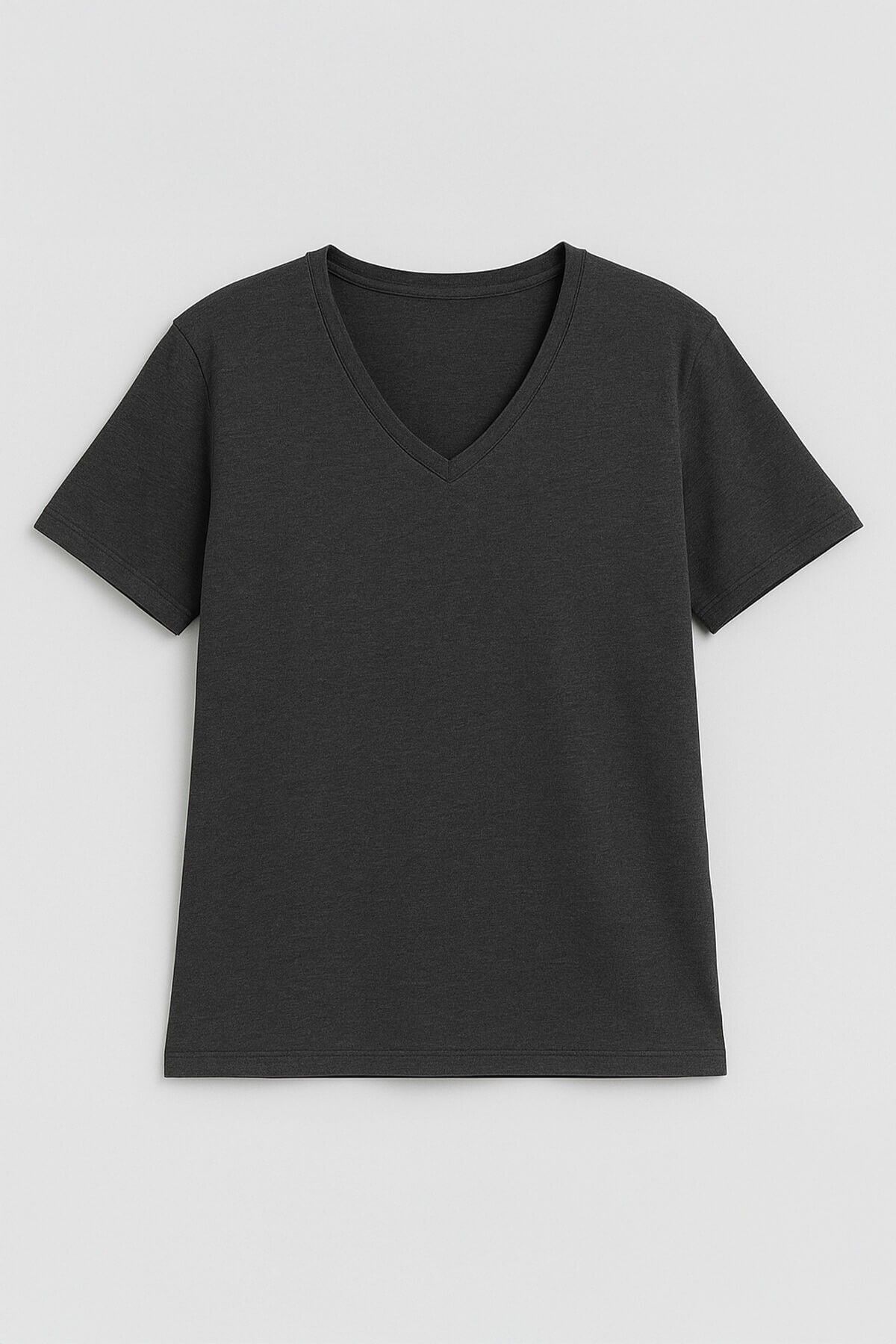 MARKAPIA WOMAN Kadın V Yaka Kısa Kollu Düz T-Shirt