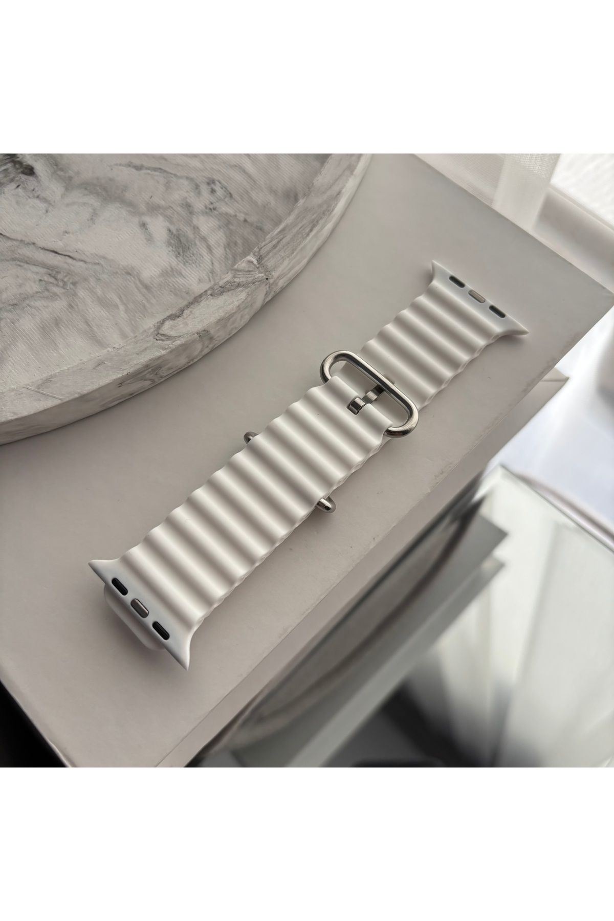 sayecase Apple Watch 6/7/SE/8/9 Serisi Uyumlu 42-44-45-49 MM Ocean Tırtıklı Silikon Kordon