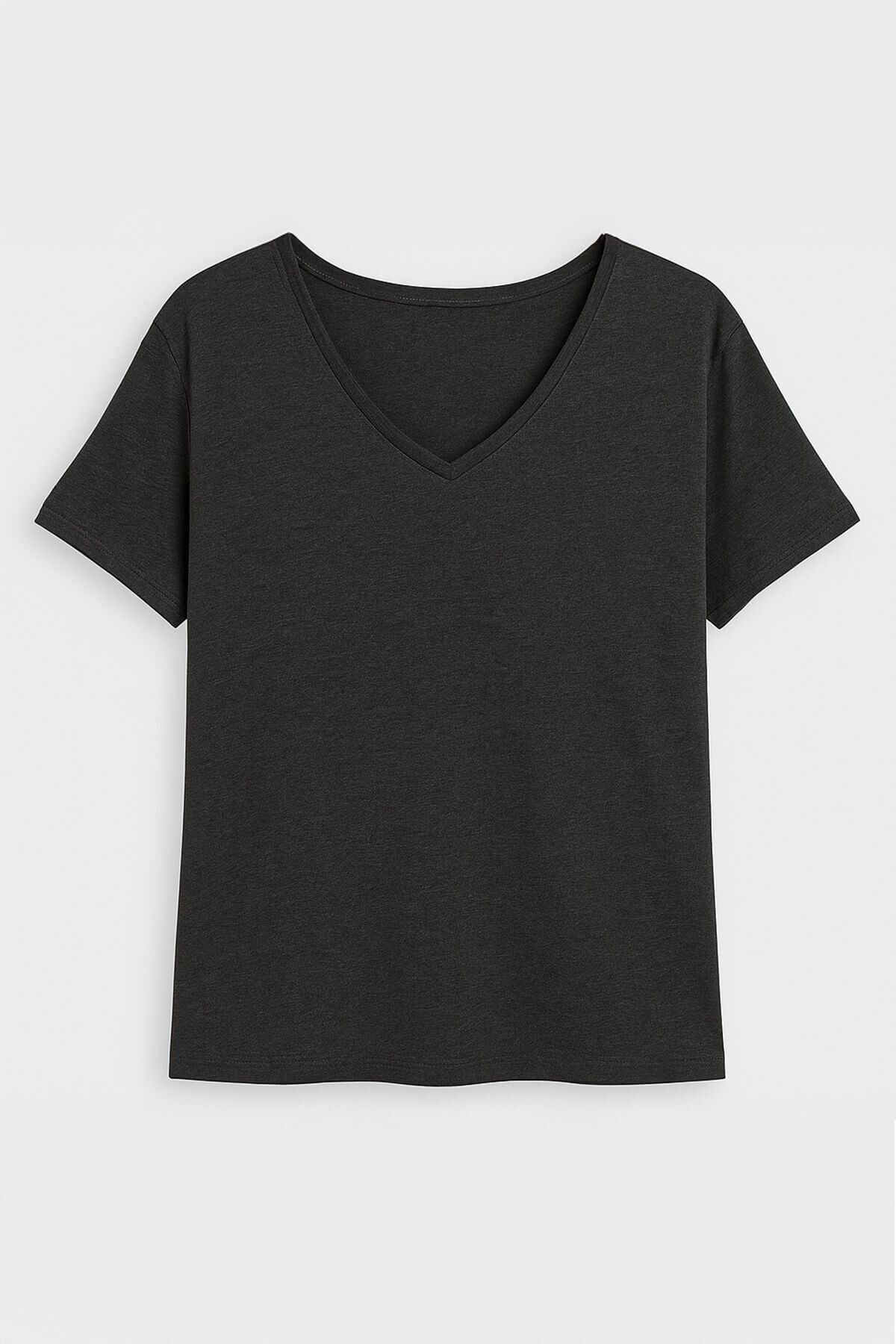 MARKAPIA WOMAN Kadın V Yaka Kısa Kollu İnce Esnek T-Shirt