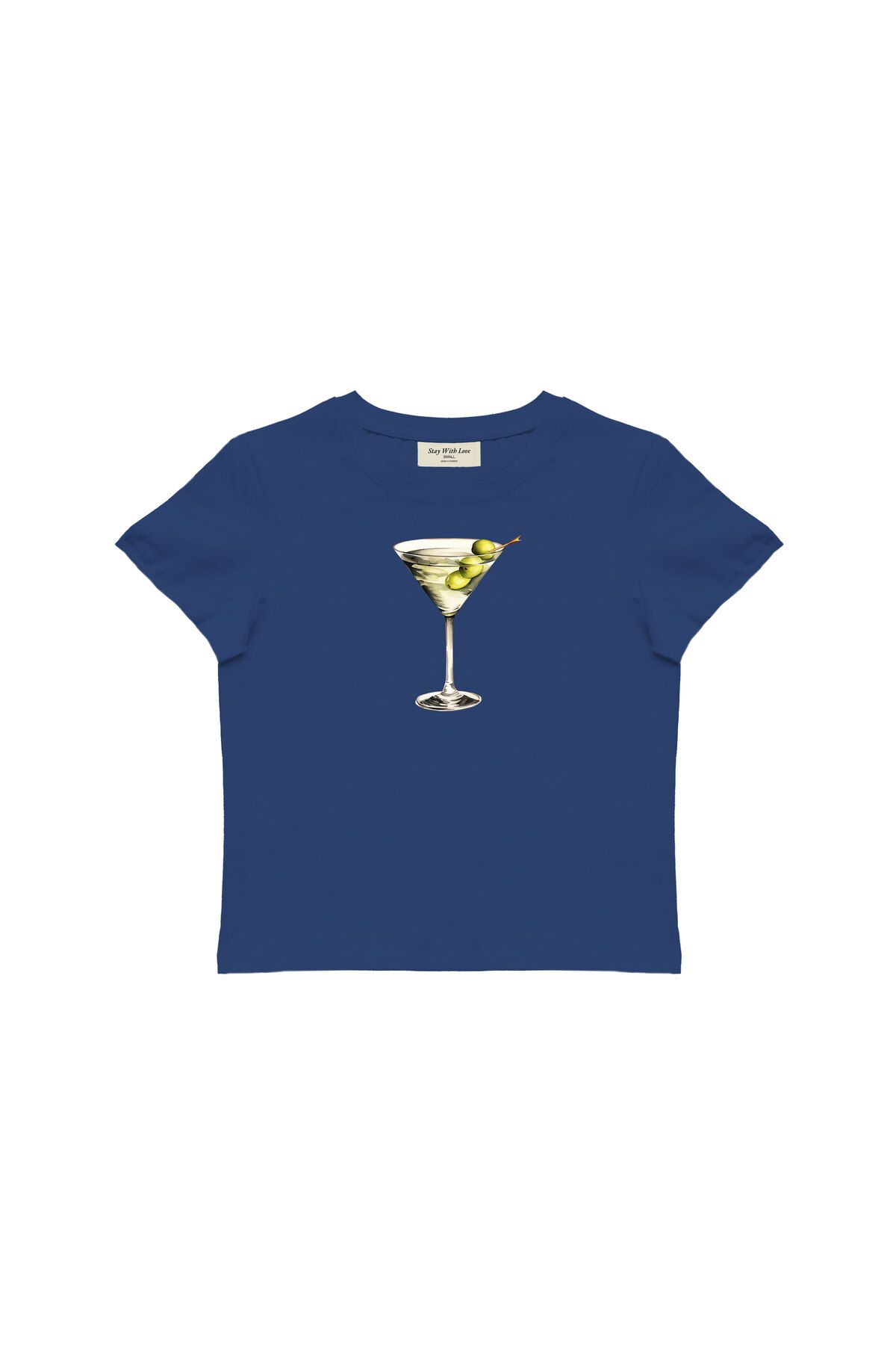 lethestudios Martini Baskılı Baby Tee Crop Top