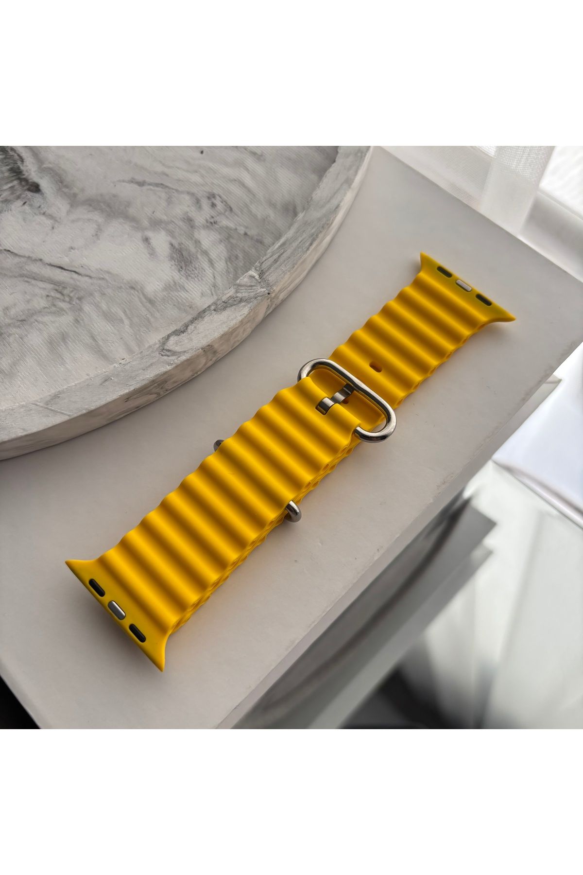 sayecase Apple Watch 6/7/SE/8/9 Serisi Uyumlu 42-44-45-49 MM Ocean Tırtıklı Silikon Kordon