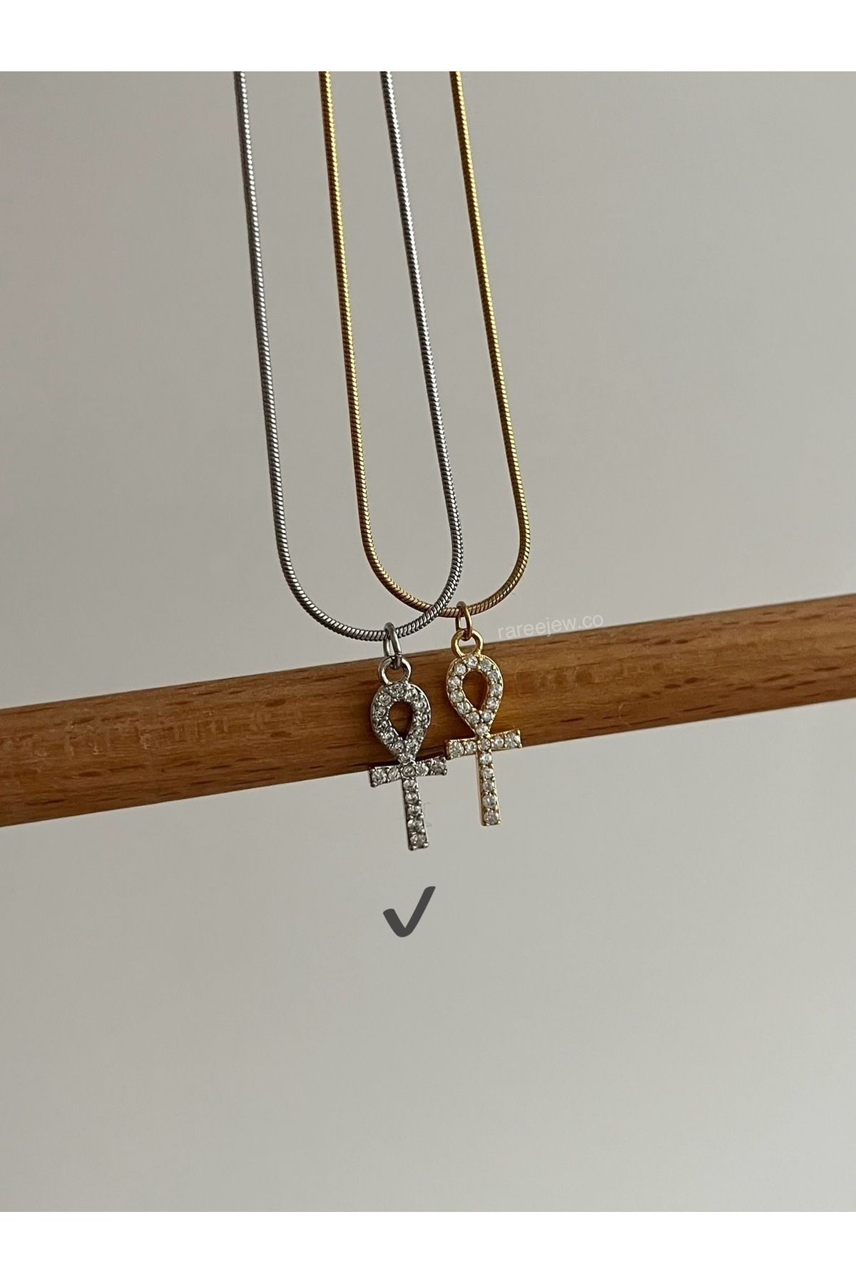Raree Jewellery Zirkon taşlı ankh kolye