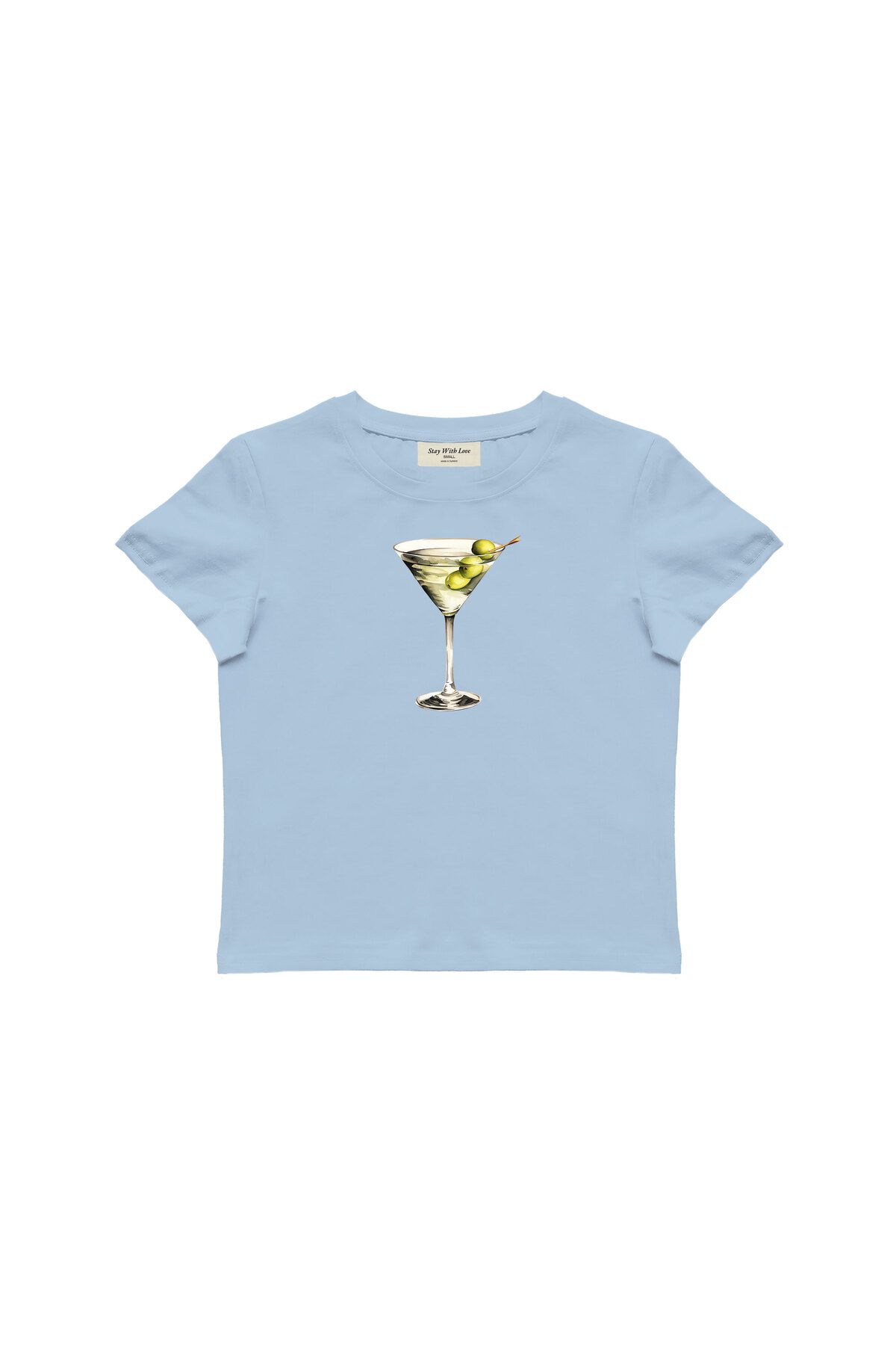 lethestudios Martini Baskılı Baby Tee Crop Top