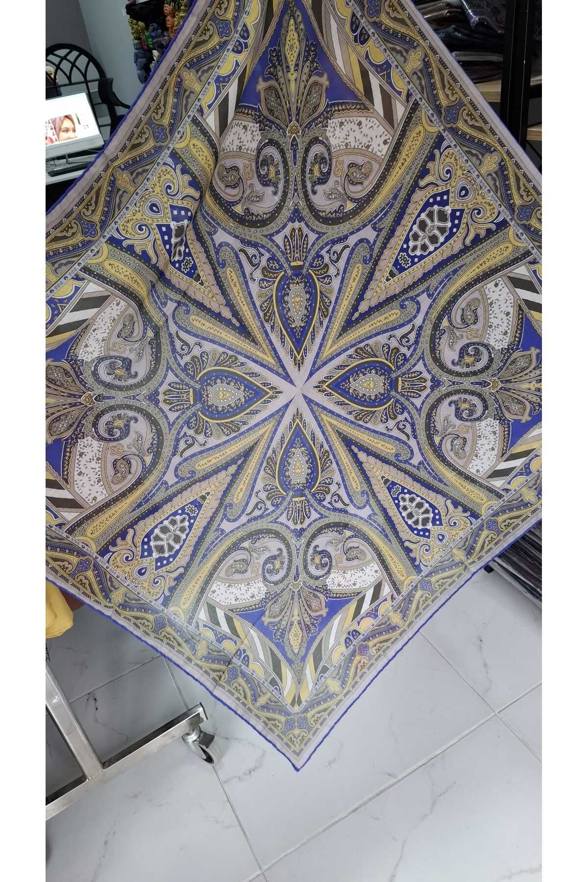 Silk Home Aminenesil Etnik Desen Soft Pamuk Eşarp Saks, Sarı