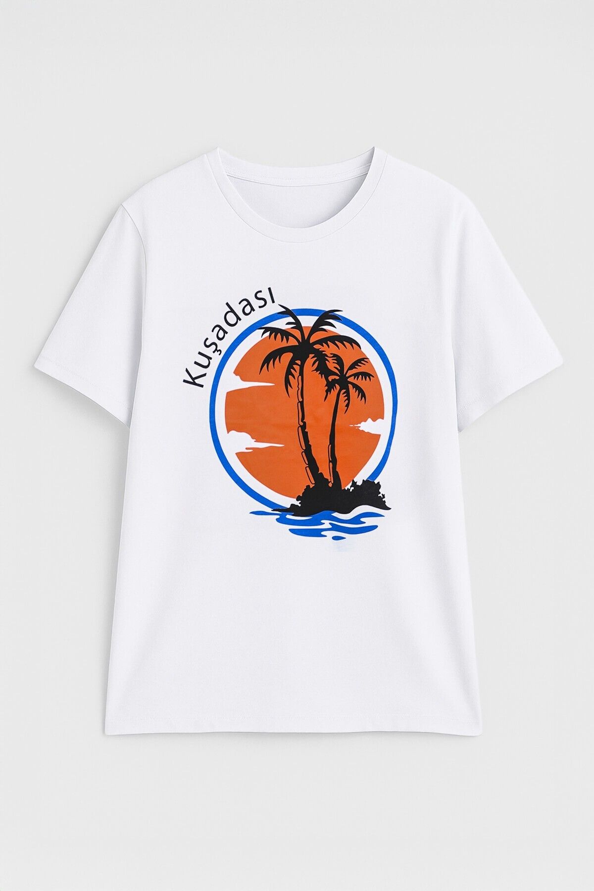 MARKAPIA WOMAN Kadın Bisiklet Yaka %100 Pamuk Turuncu Kuşadası Baskılı Kısa Kollu T-Shirt