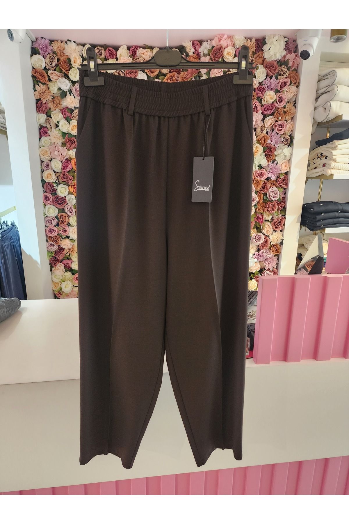 Sentez kadın angel beli lastikli köprülü havuç pantolon