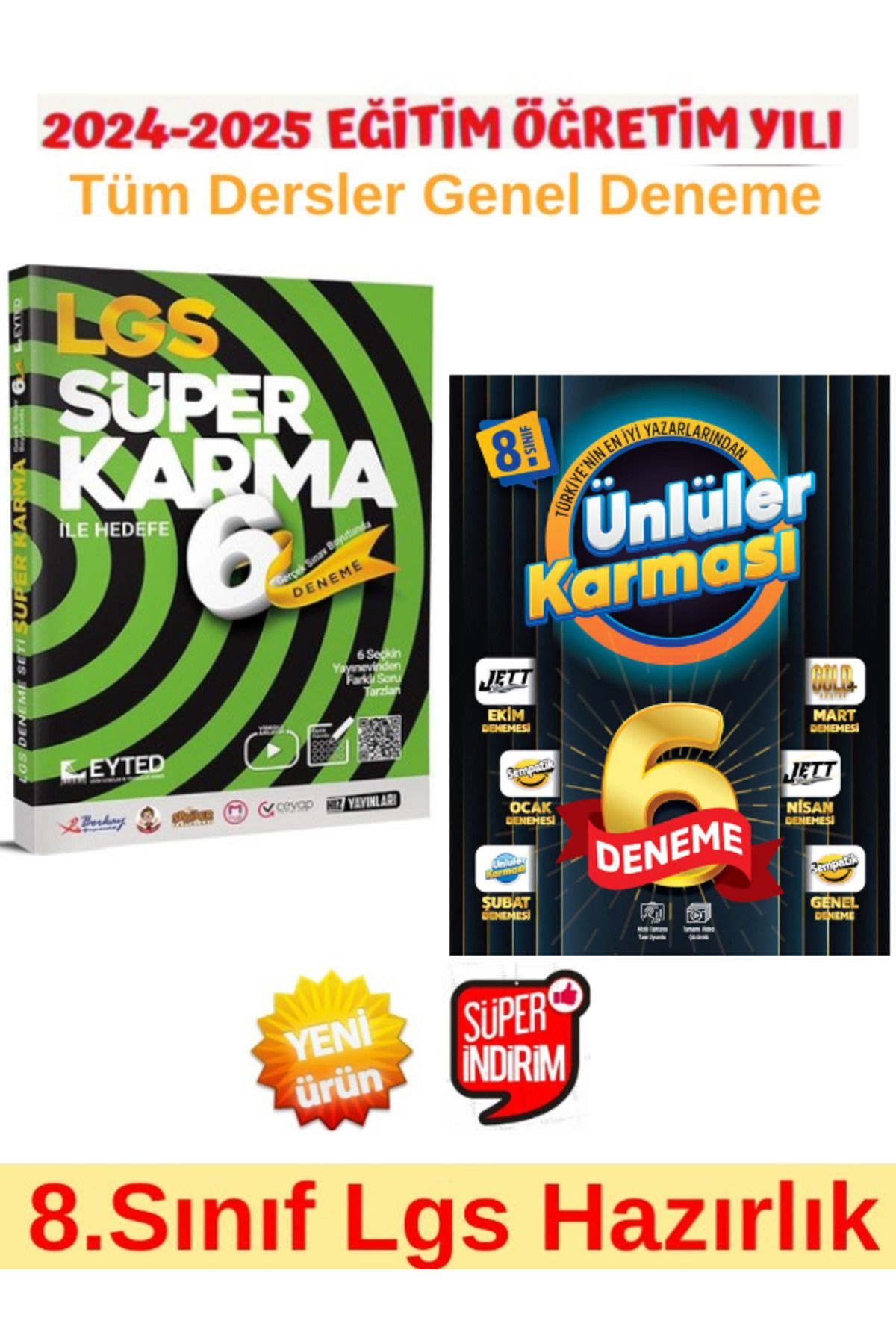 EYTED Yayınları 8.Sınıf Lgs Tüm Dersler Süper Karma 6 lı Deneme+Ünlüler Karması Lgs 8.Sınıf 6 lı Deneme Seti