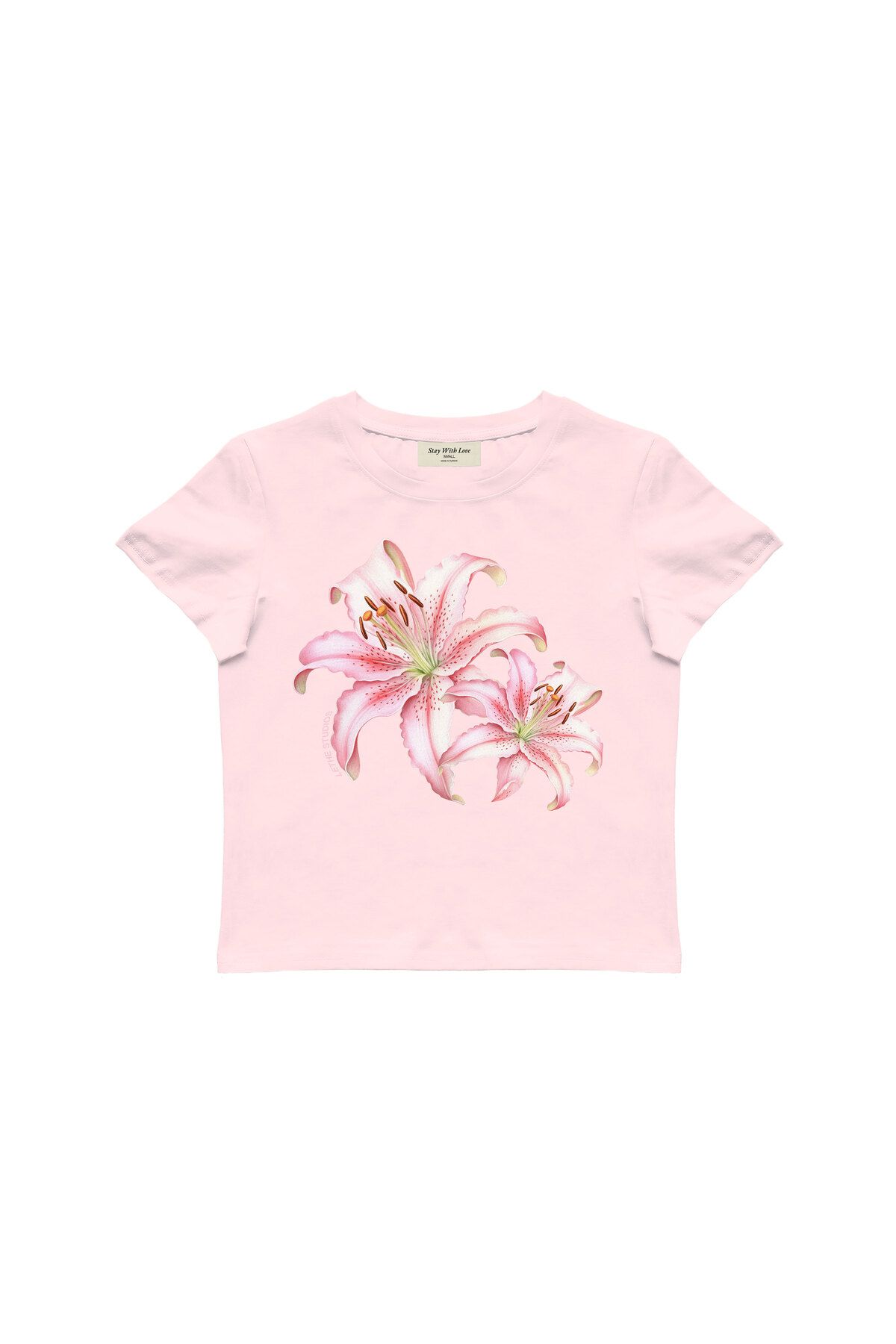 lethestudios Lilies Baskılı, Çiçek Desenli Baby Tee Crop Top
