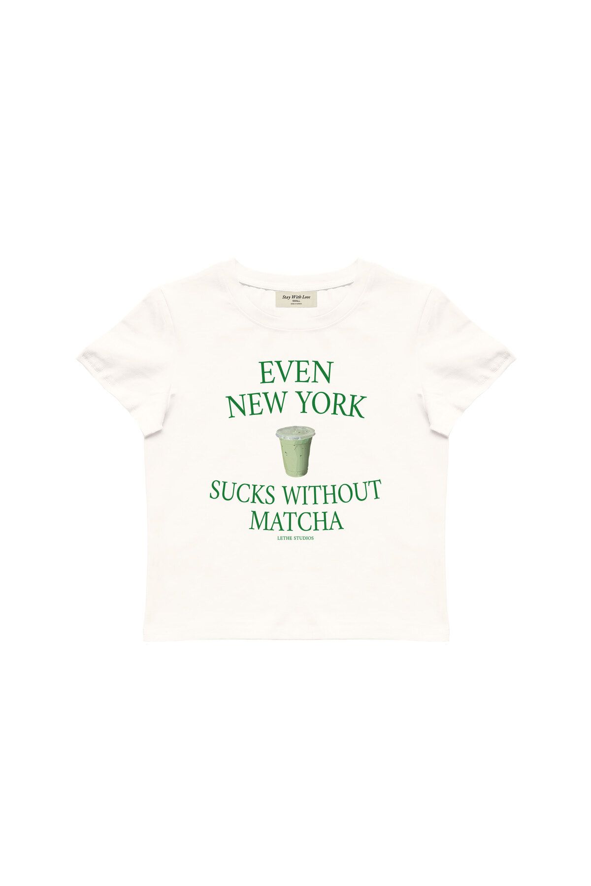 lethestudios Matcha Baskılı Baby Tee Crop Top