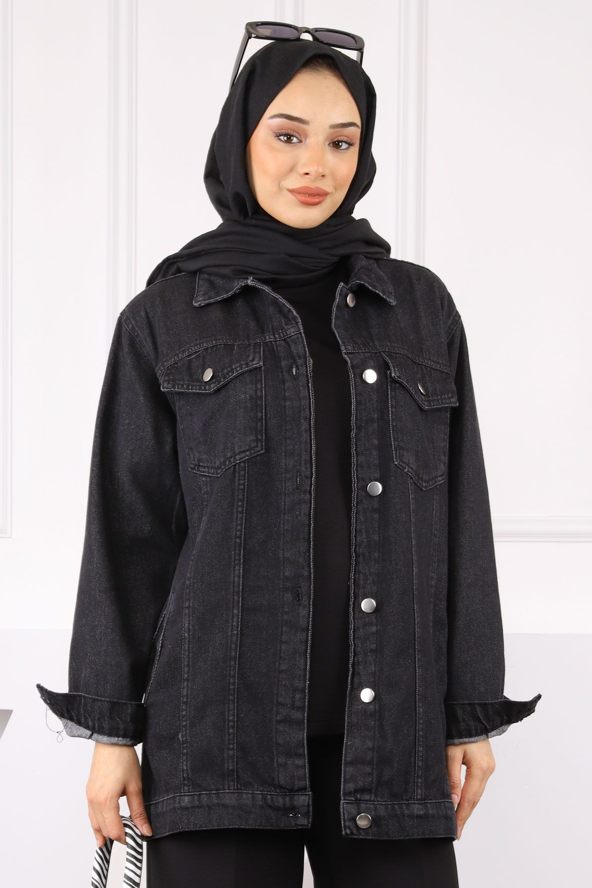 İmajButik Antrasit Cepli Kot Ceket