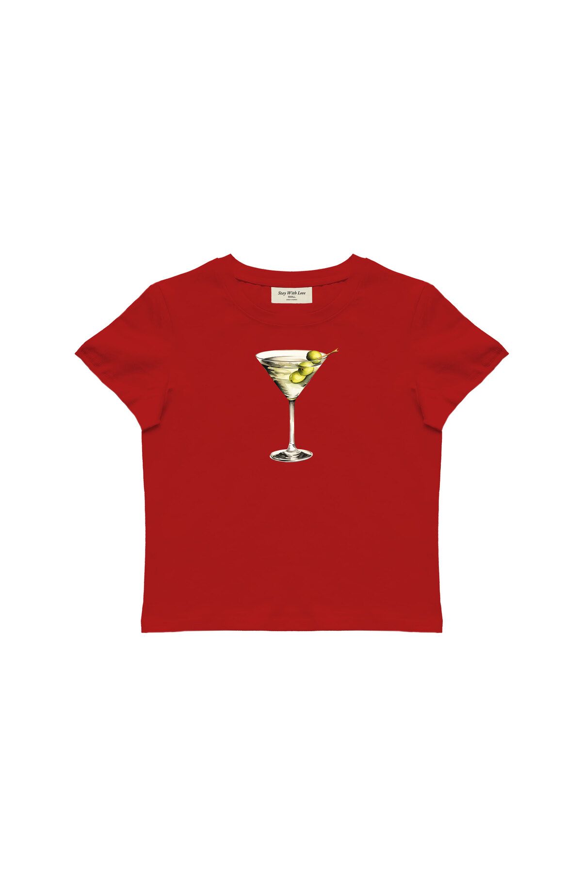 lethestudios Martini Baskılı Baby Tee Crop Top