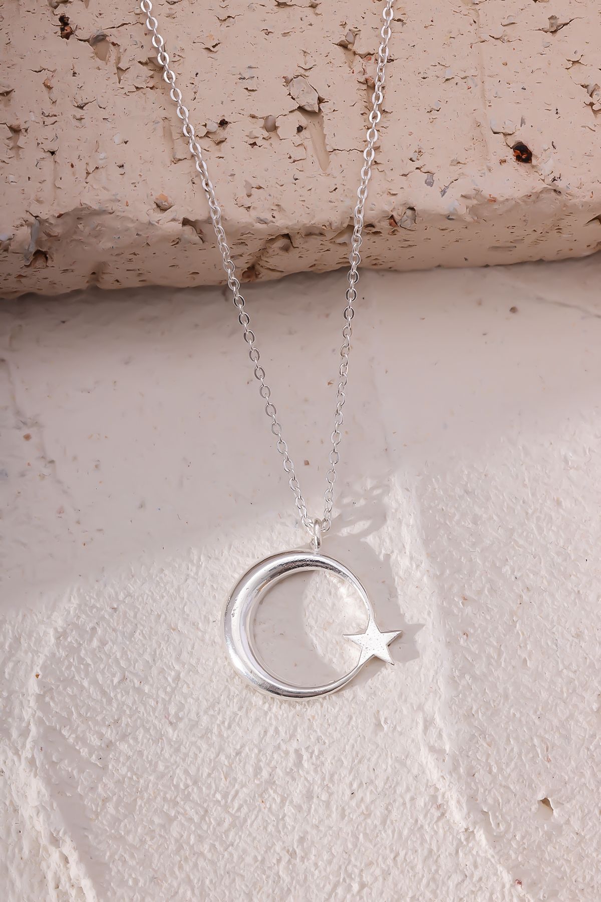 Lucente Jewellery Özel Hediye Kutulu Gümüş Kaplama Ay Yıldızlı Kadın Kolye