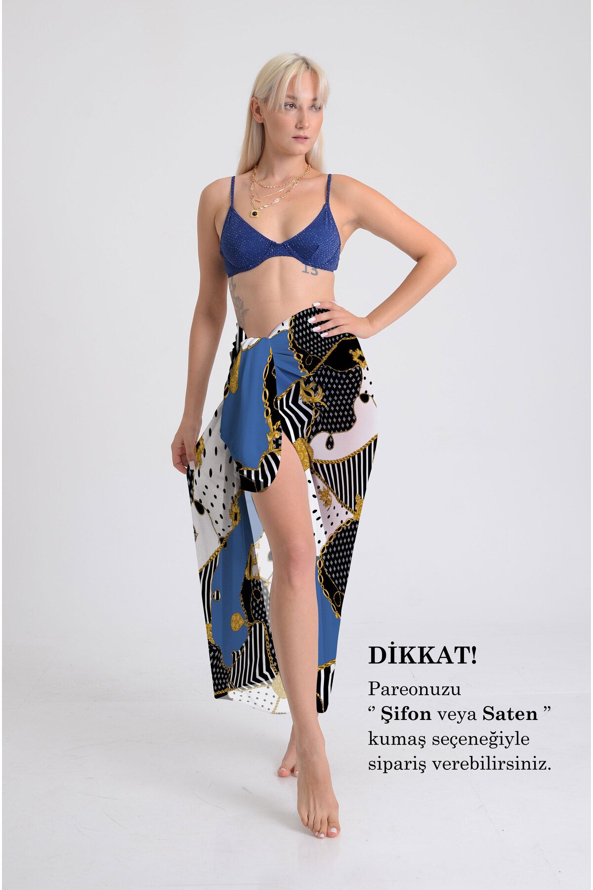 DESENİX Patchwork Desenli Pareo - 100x145 cm - İpeksi Şifon & Lüks Saten Kumaş Seçeneği - Plaj Elbisesi
