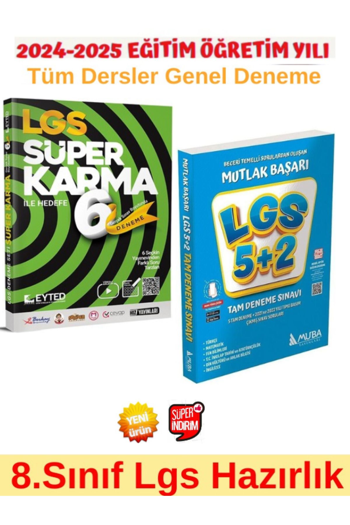 EYTED Yayınları 8.Sınıf Lgs Tüm Dersler Süper Karma 6 lı Deneme+Muba Mutlak Başarı 8.Sınıf 5+2 Tam Deneme Seti